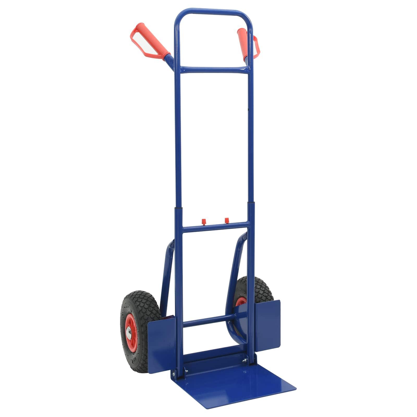vidaXL Rollwagen Erweiterbarer Handwagen Blau und Rot 49,5 x 53 x 114 cm Stahl, (1 St)
