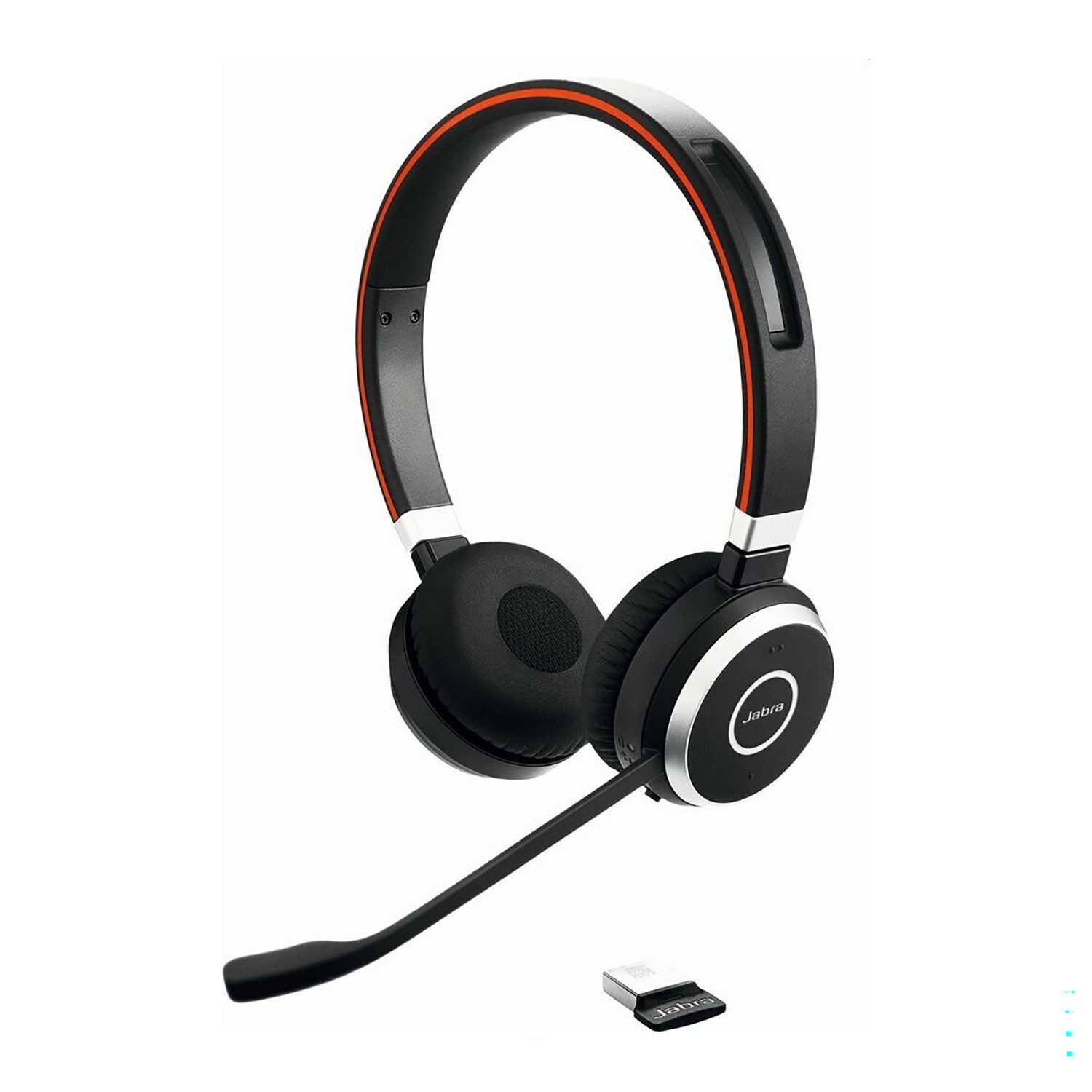 Jabra Evolve 65 Headset (Stummschaltung / Typ: Dynamisch / Bauform: ohraufliegend / Mikrofoneigenschaft: Geräuschunterdrückung, drehbar / Bluetooth-Profil: A2DP (Advanced Audio Distribution Profile), Bluetooth, mit passiver Rauschunterdrückung)