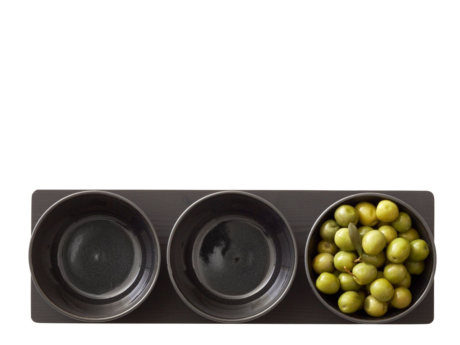 Bitz Geschirr-Set Cabaret Set galaxy black 4tlg., Steinzeug / Holz