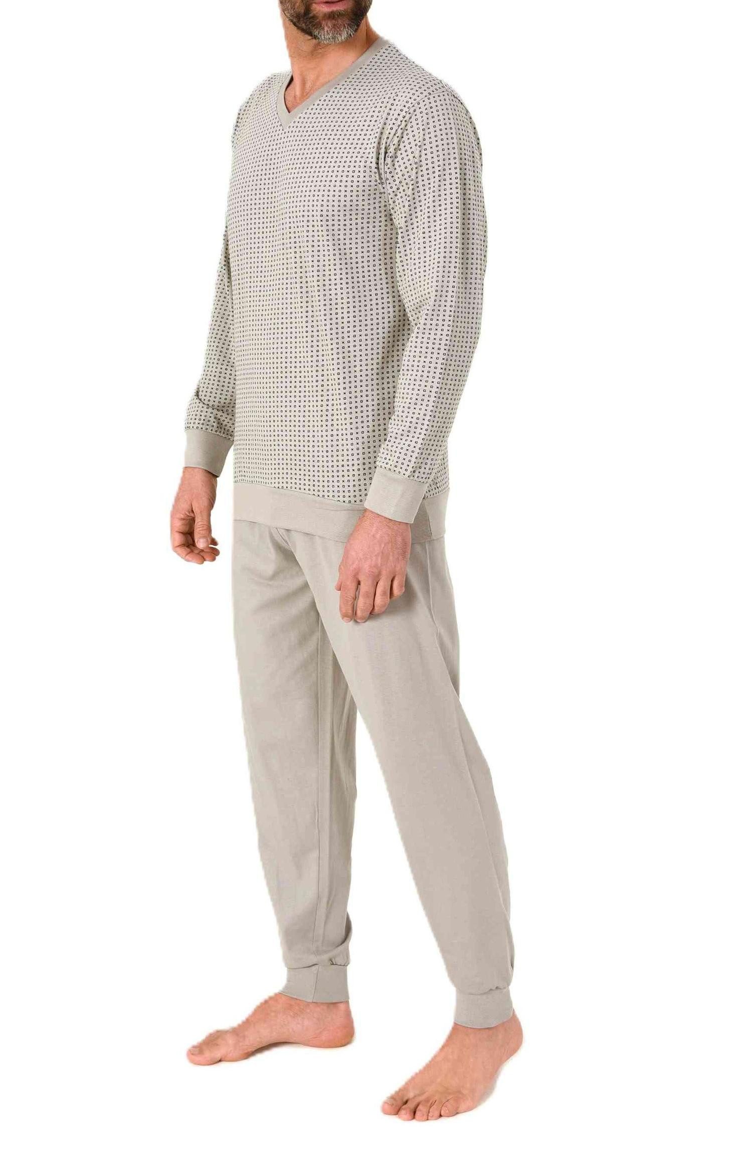 Normann Pyjama Normann Herren langarm Schlafanzug mit Bündchen in edler Opt günstig online kaufen