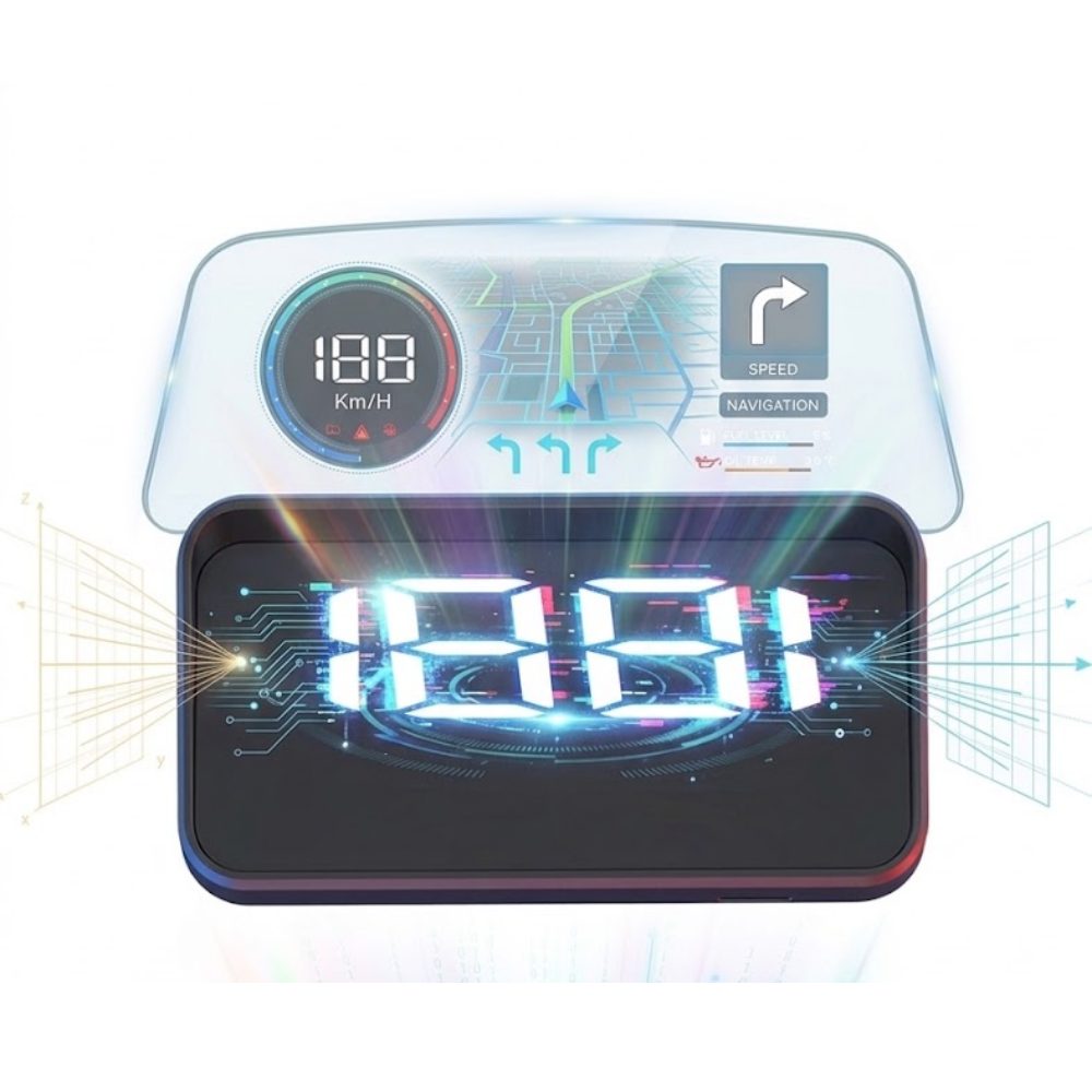 Athlix Head Up Display Digitales Head-Up-Display (HUD) Geschwindigkeitsmesser, Einfache Plug-and-Play-Nutzung, Blendfreie Anzeige