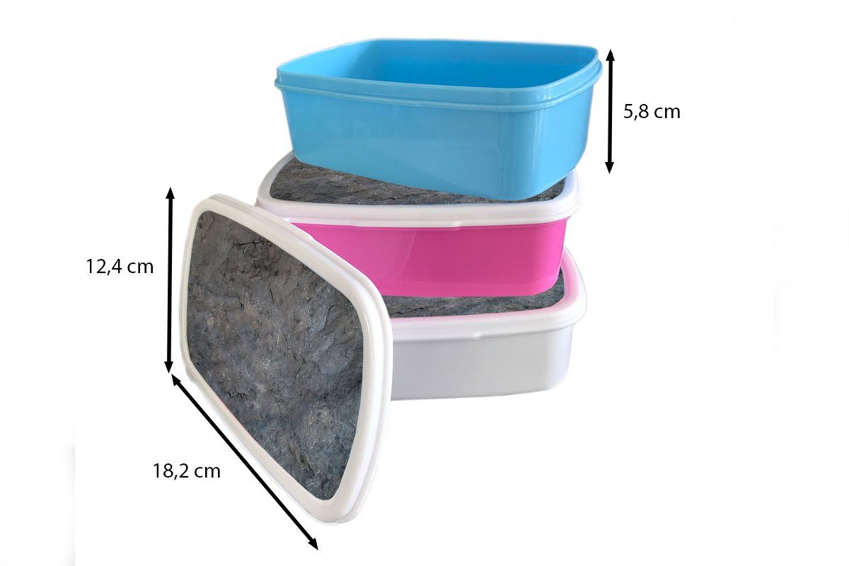 Snackbox, Brotdose (2-tlg), Brotbox MuchoWow - - Kunststoff Lunchbox Grau, Erwachsene, für Verwittert Kinder, Kunststoff, Industriell Mädchen, Schiefer rosa -