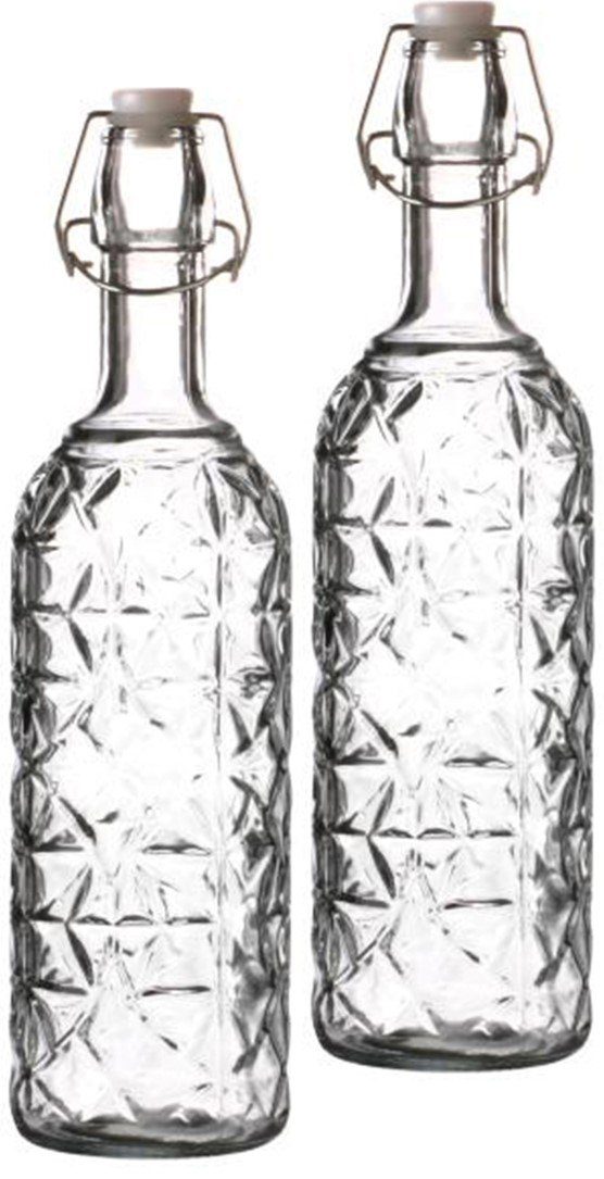 Sahara Flasche mit Glas Bügelverschluss transparent - 720ml Emilja Stück 2 Vorratsglas