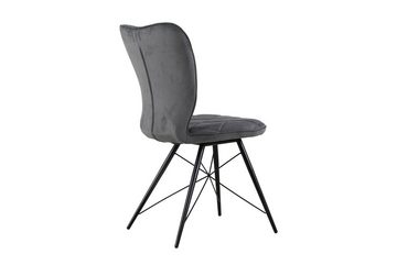 byLIVING Stuhl SUNNY (2er-Set), Gestell in schwarz, Webstoff- oder Samtstoffbezug in grau mit Steppung