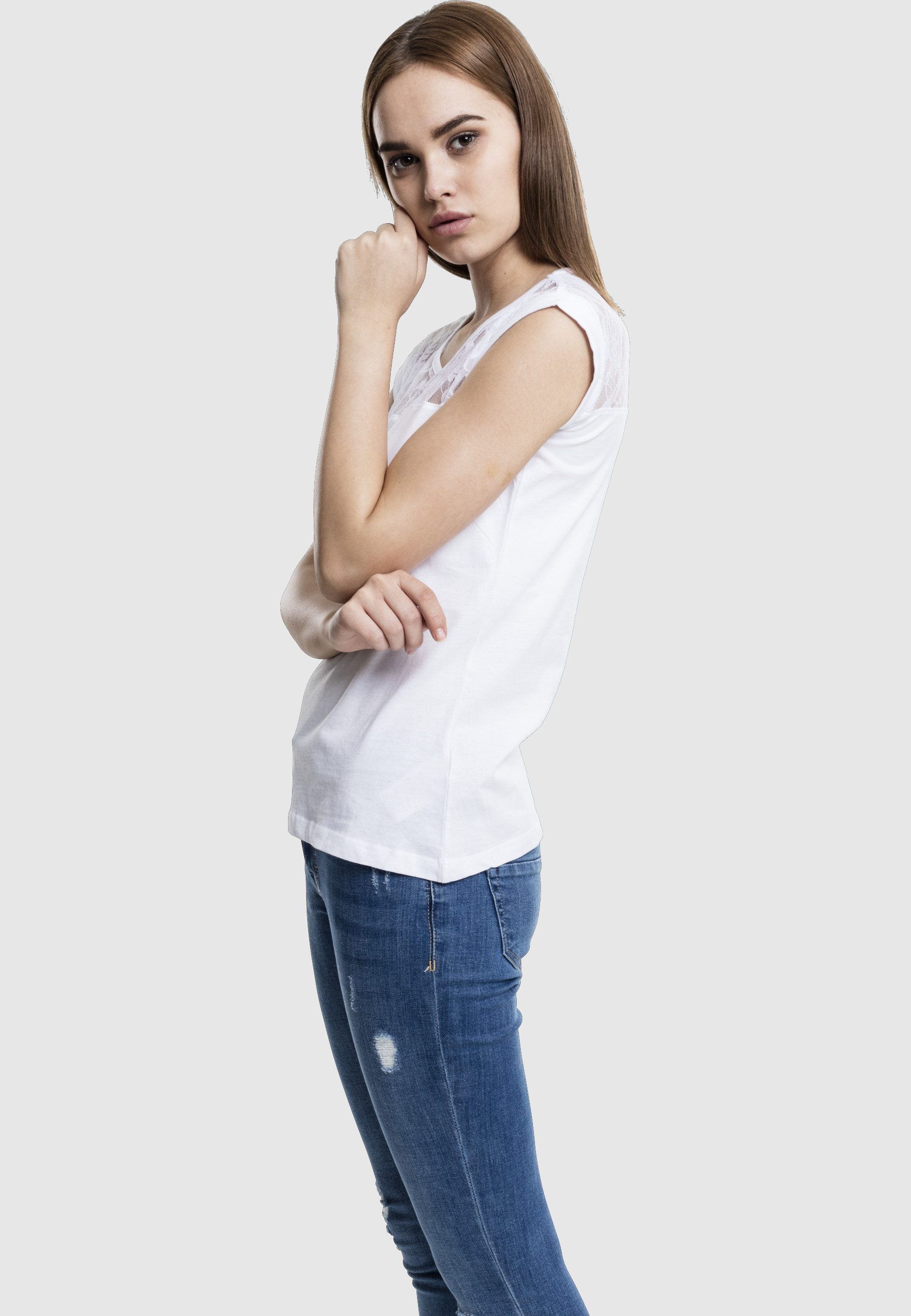 URBAN CLASSICS Kurzarmshirt Urban Classics Damen Ladies Top Laces Tee (1-tlg)