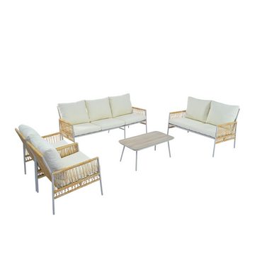 OKWISH Gartenlounge-Set Gartenmöbel Set mit Stahlrahmen, (3-Sitzer, 1 2-Sitzer, 2 Sessel, 1 Couchtisch, 5-tlg), Rope Lounge, Balkonset