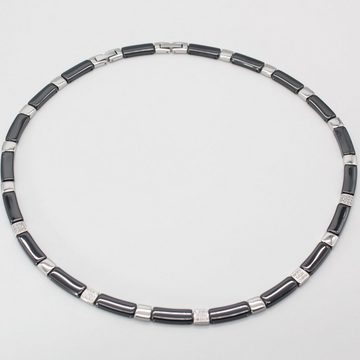 ELLAWIL Collier Kette Collier aus Keramik und Edelstahl Damenkette Schwarz, Silber (Kettenlänge 49 cm), inklusive Geschenkschachtel