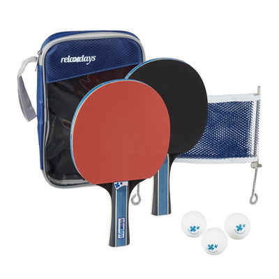 relaxdays Tischtennisschläger Tischtennis Set mit Netz