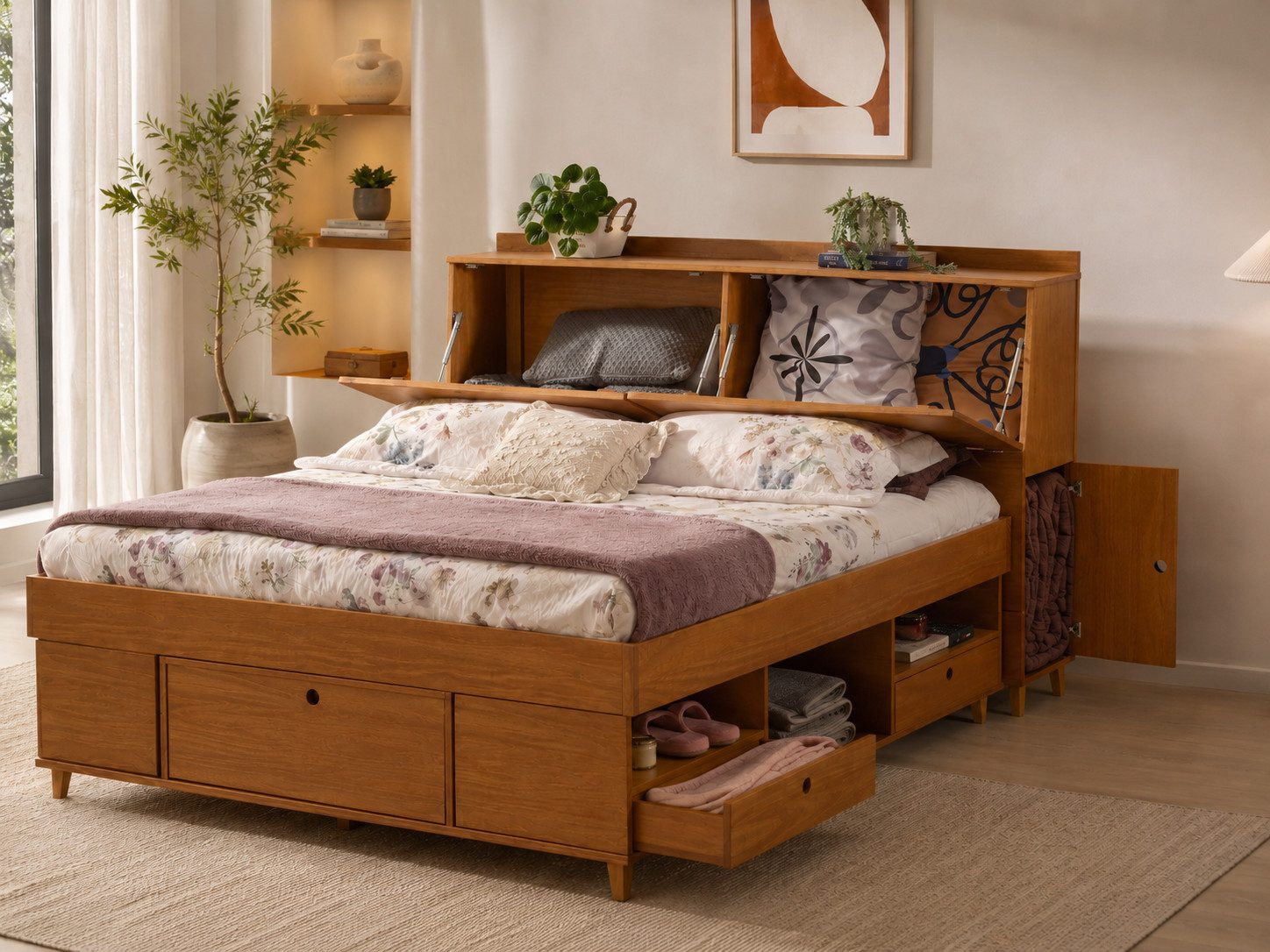 Memomad Schrankbett Amalfi Stauraumbett 160x200 und 180x200 (Set, Bett und Kopfteil) viel Stauraum, Lattenrost ist separat erhältlich.