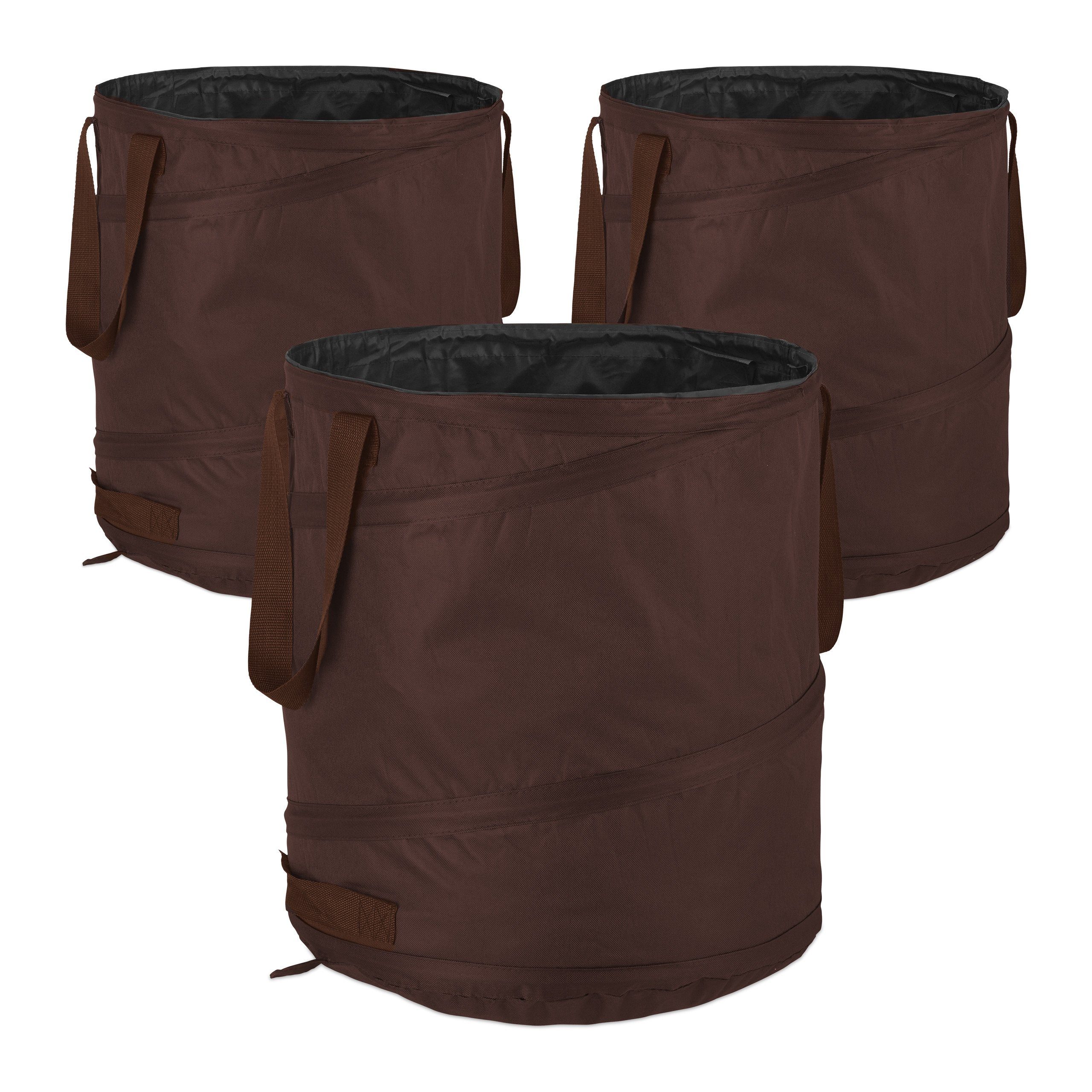 Gartensack 3er Set Pop Up Laubsack 85 L braun