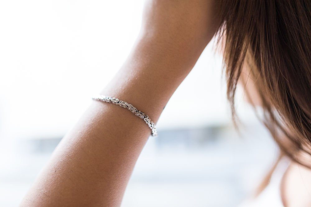 Materia Königsarmband Herren Silber 3mm diamantiert SA-36, 925 Sterling Silber, rhodiniert