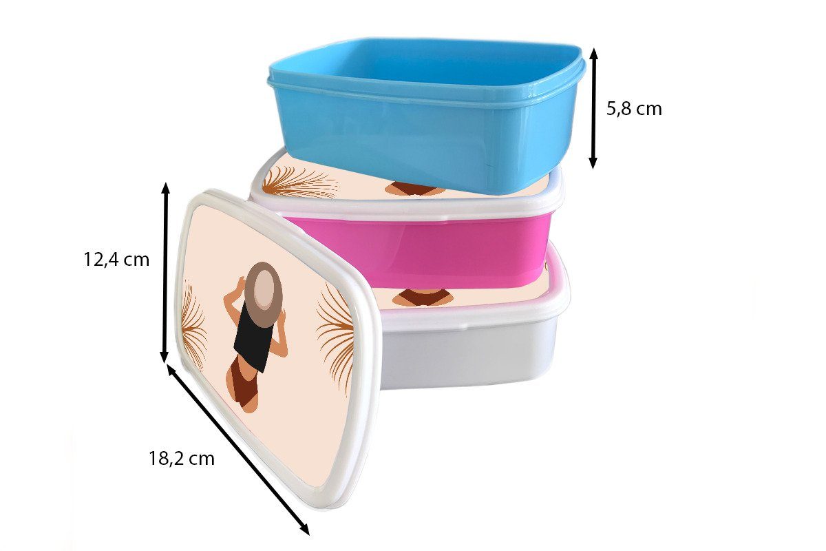 Lunchbox Sommer MuchoWow und weiß - Brotdose, Kleidung, - Jungs für (2-tlg), für Brotbox Kinder Frauen Erwachsene, Mädchen und Kunststoff,