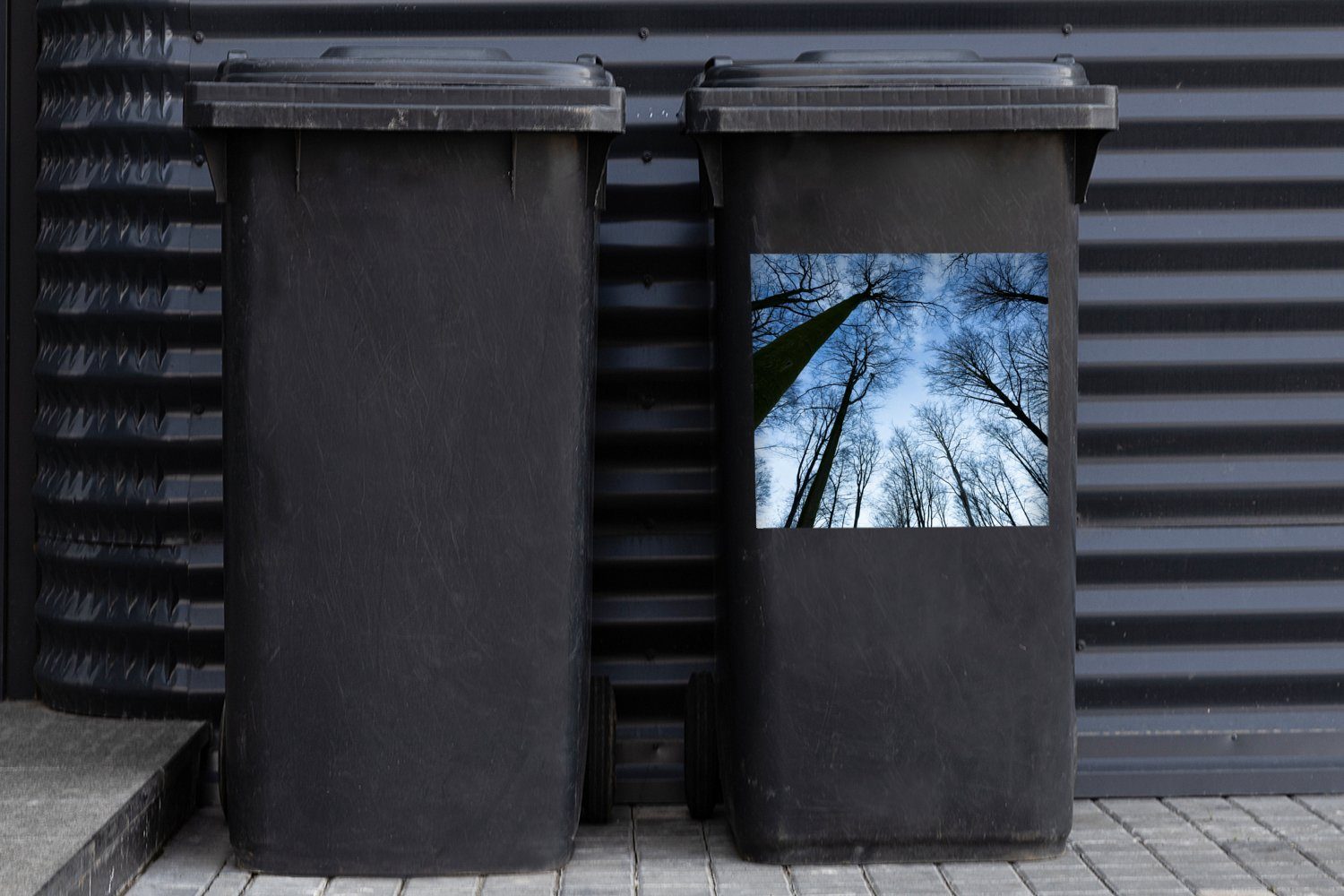 (1 Wald - Himmel St), - Mülleimer-aufkleber, Wandsticker MuchoWow Container, Bäume Abfalbehälter Sticker, Mülltonne,