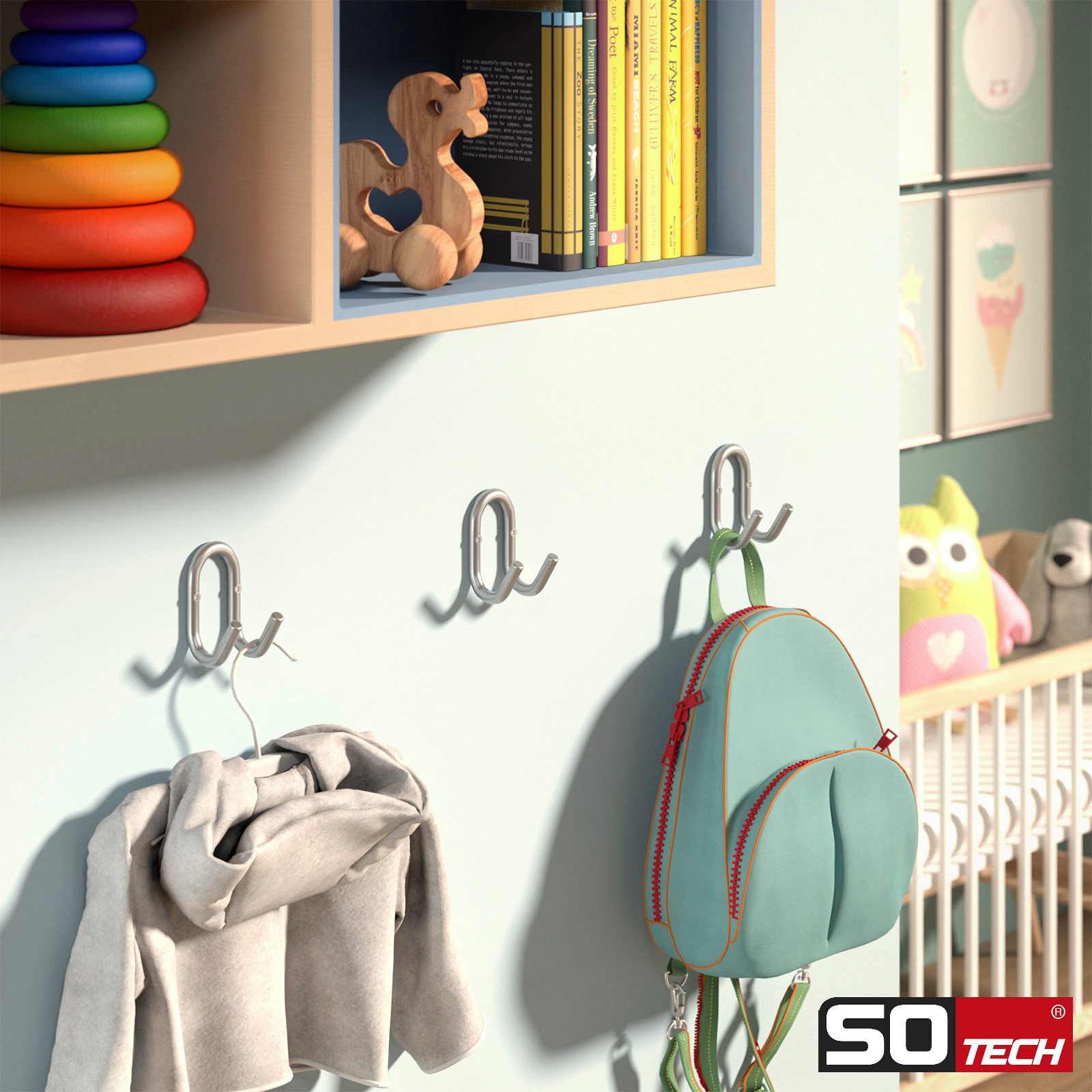 SO-TECH® Kleiderhaken Garderobenhaken FARA Doppelhaken Stahl, (5-St), 88x51 günstig online kaufen