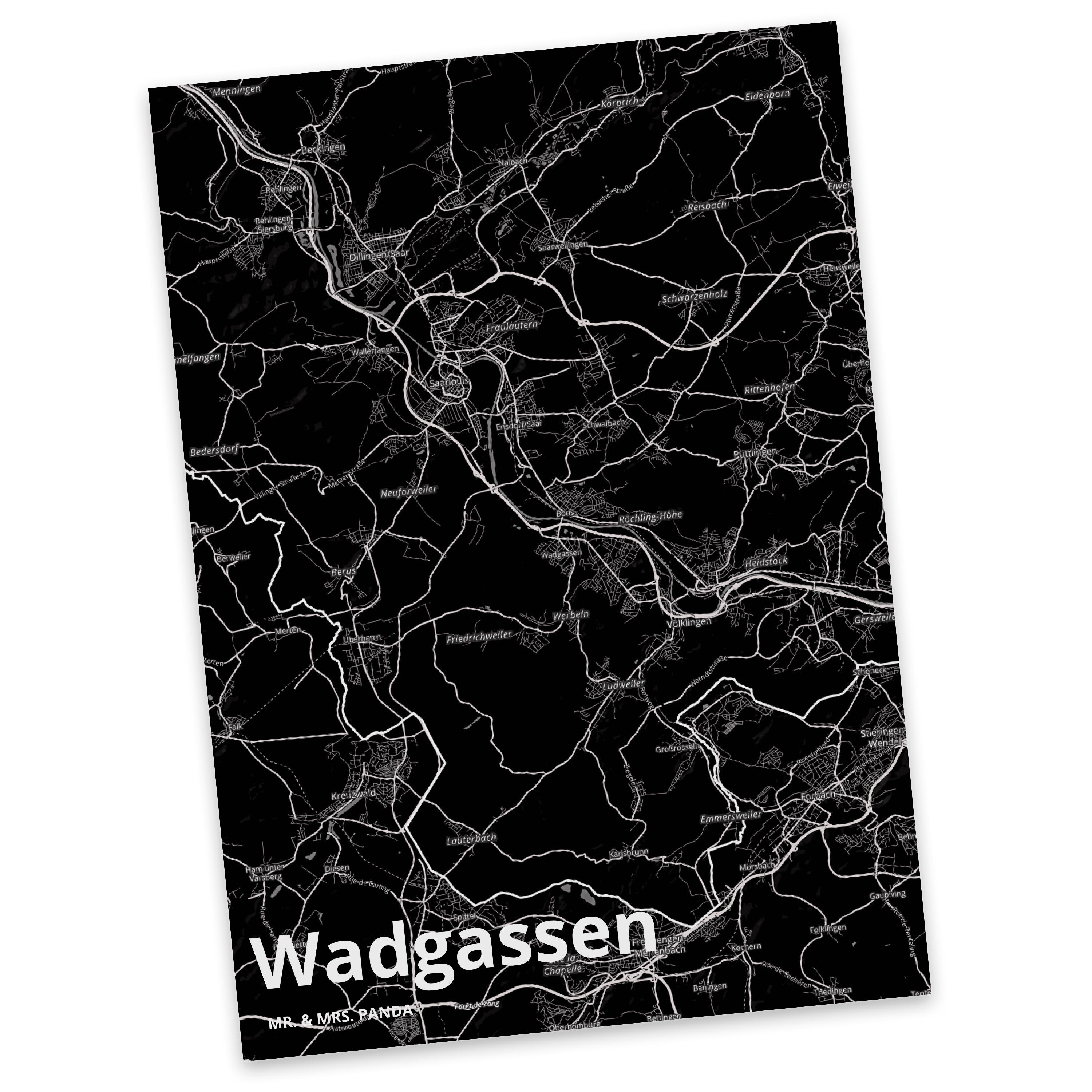 Mr. & Mrs. Panda Postkarte Wadgassen - Geschenk, Stadt Dorf Karte Landkarte Map Stadtplan, Gesch