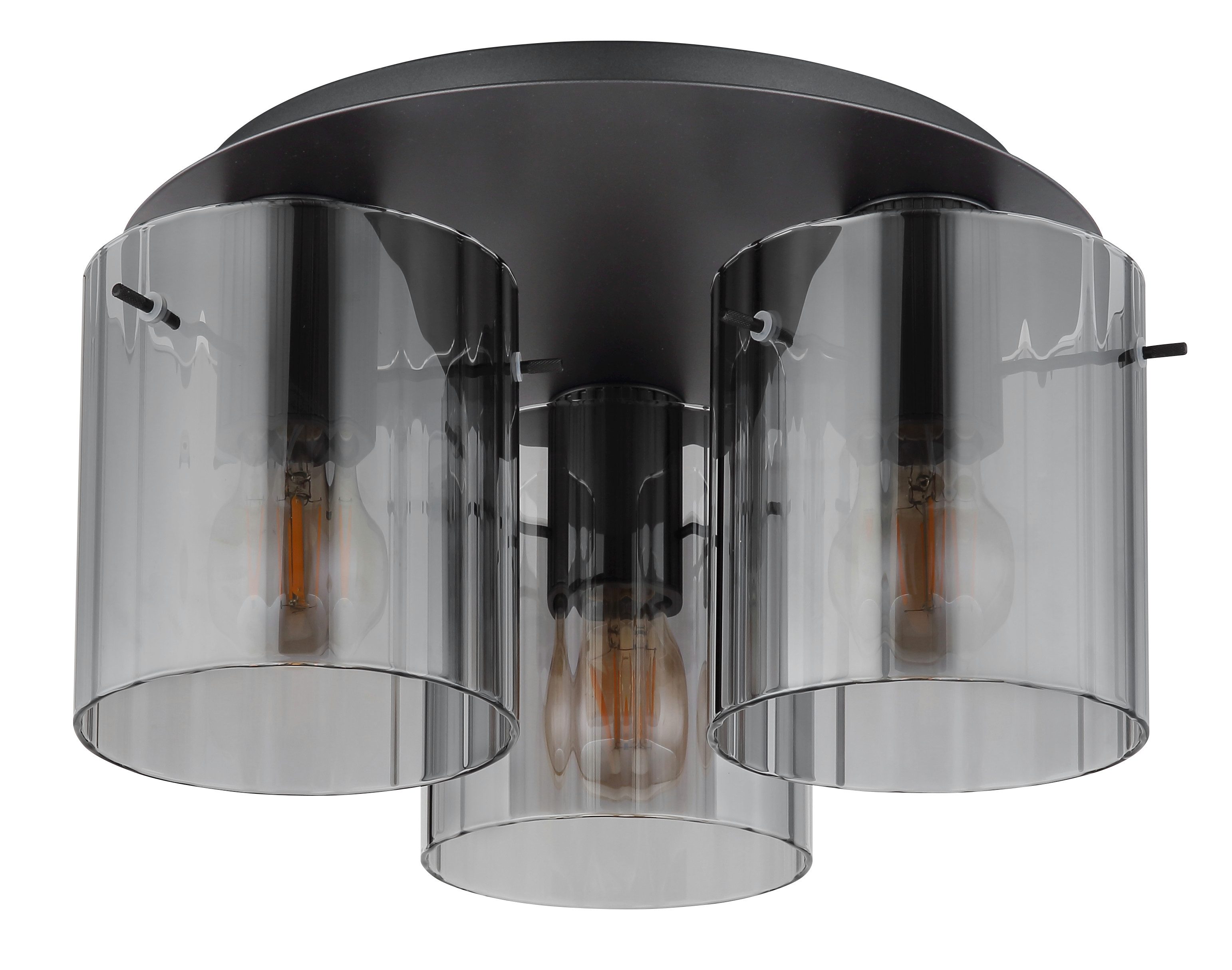 GLOBO LIGHTING Deckenleuchte TULIVAR, ohne Leuchtmittel, Deckenlampe/Glas rauchfarben/Gläser mit Rillen/Wohnbereich
