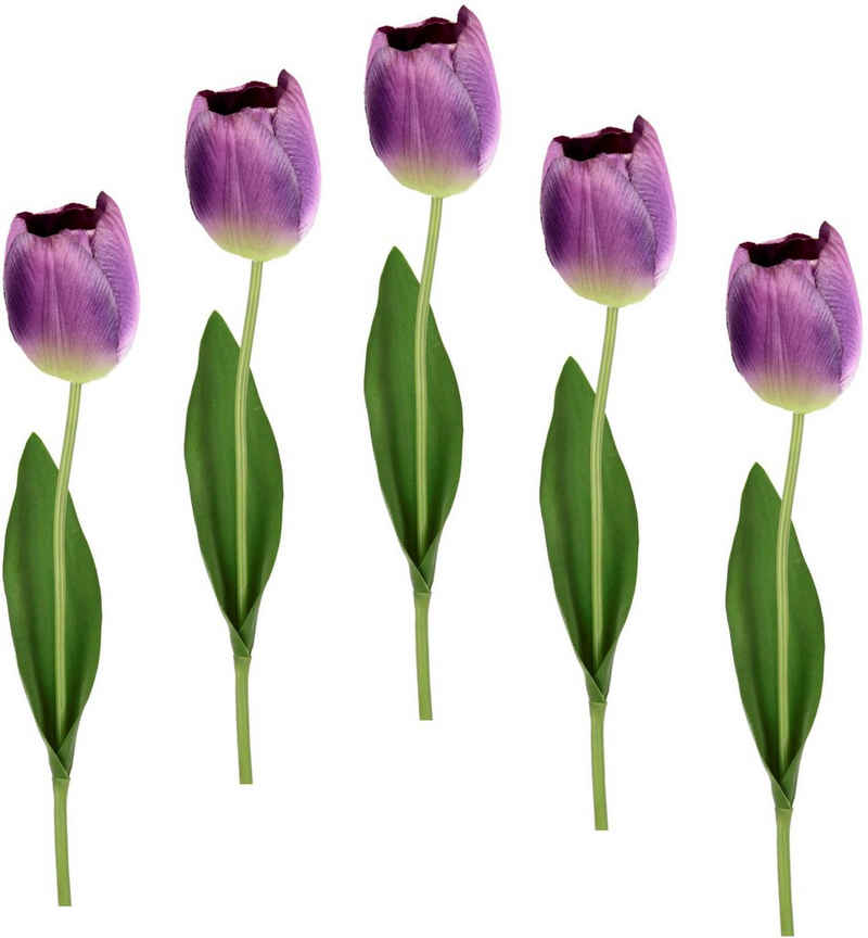 Kunstblume Real Touch Tulpen, I.GE.A., Höhe 67 cm, 5er Set künstliche Tulpenknospen, Kunstblumen, Stielblume