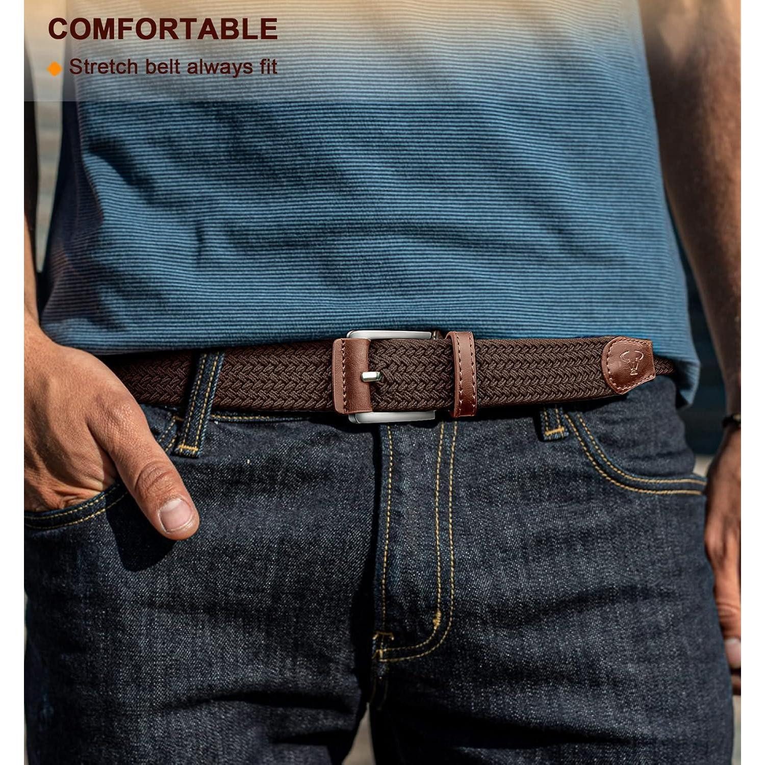 LuxusKollektion Stretchgürtel Herren Flechtgürtel Stretch mit Schnalle, Dunkelbraun