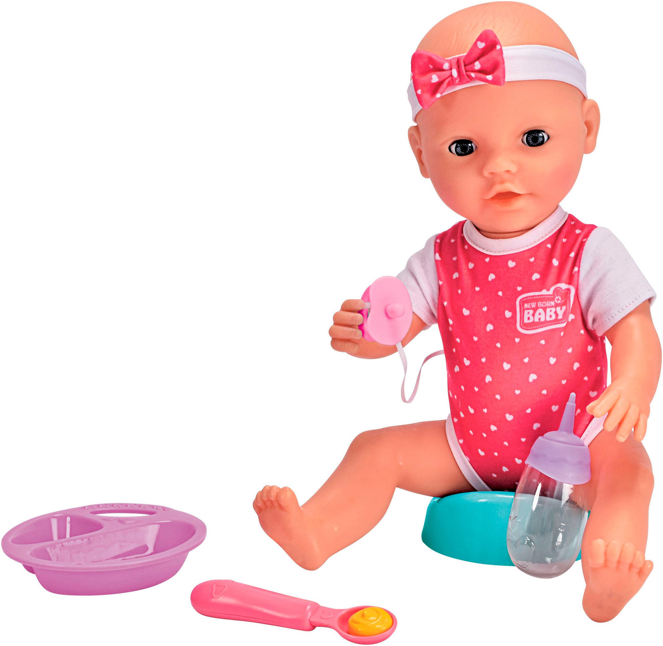 SIMBA Babypuppe New Born Baby Hungry, mit Funktionen, inklusive 5-tlg. Zubehör – Bild 5 von 5