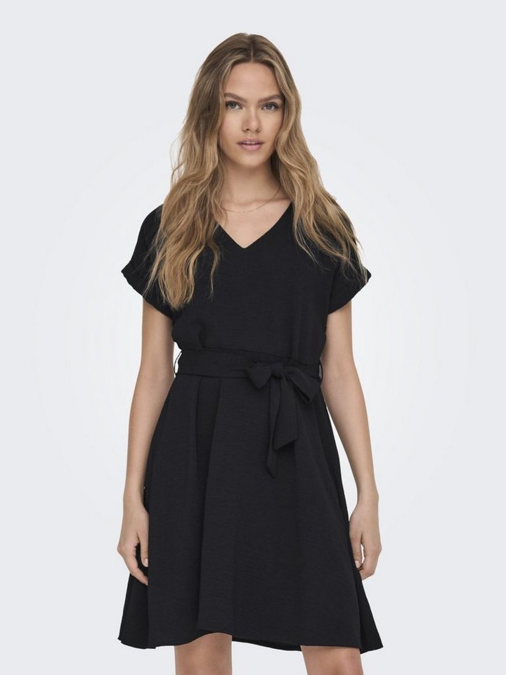 JACQUELINE de YONG Shirtkleid Mini Kurzarm Blusen Kleid mit Bindegürtel  JDYRACHEL (mini) 5043 in Schwarz