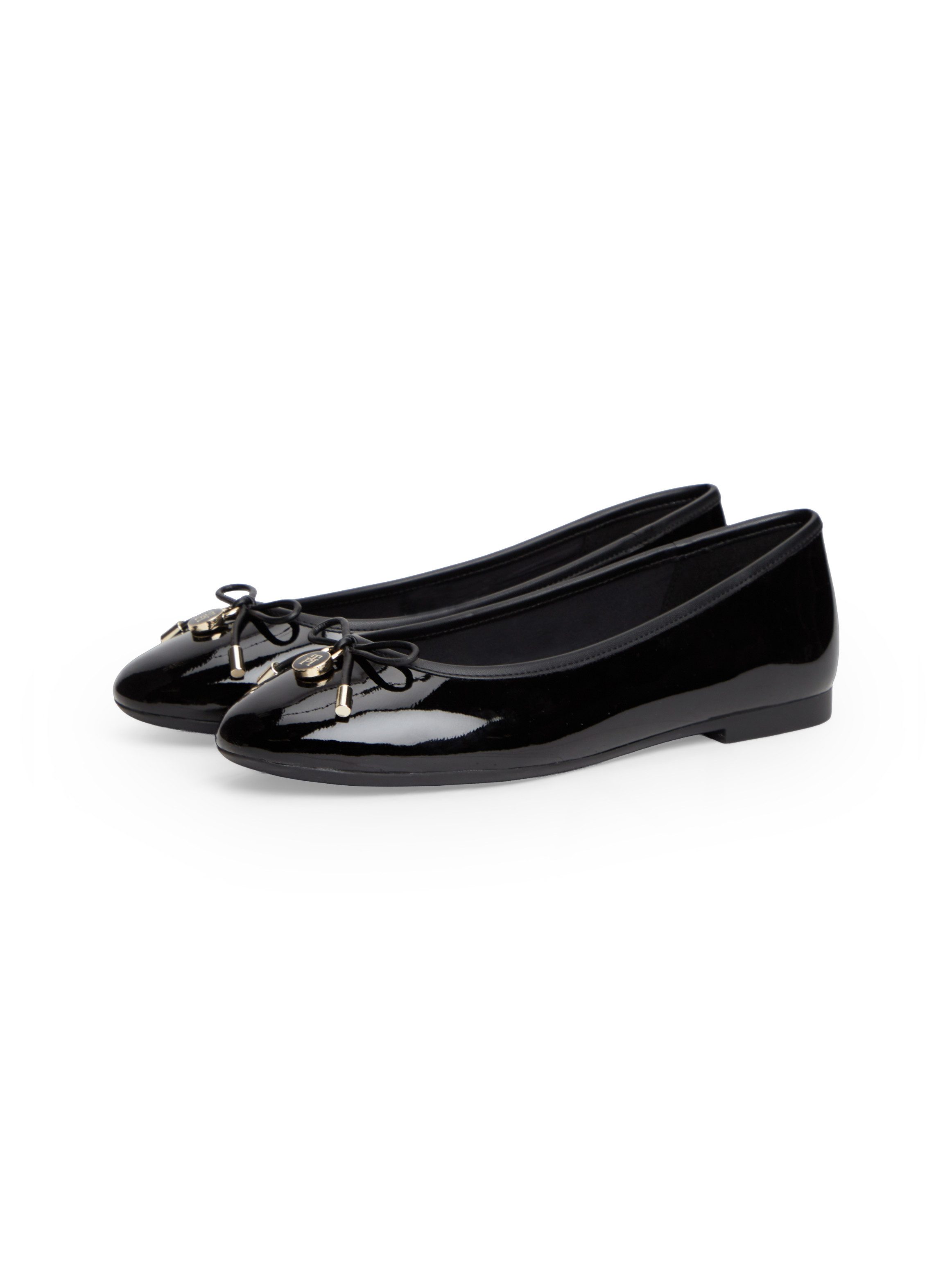 Tommy Hilfiger TH CHARM PATENT BALLERINA Ballerina Businessschuh, Schlupfschuh goldfb. TH-Schmuckelement, schmale Form