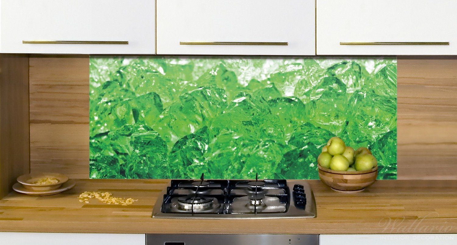 (1-tlg) Küchenrückwand Eis in grün, Leuchtendes Wallario