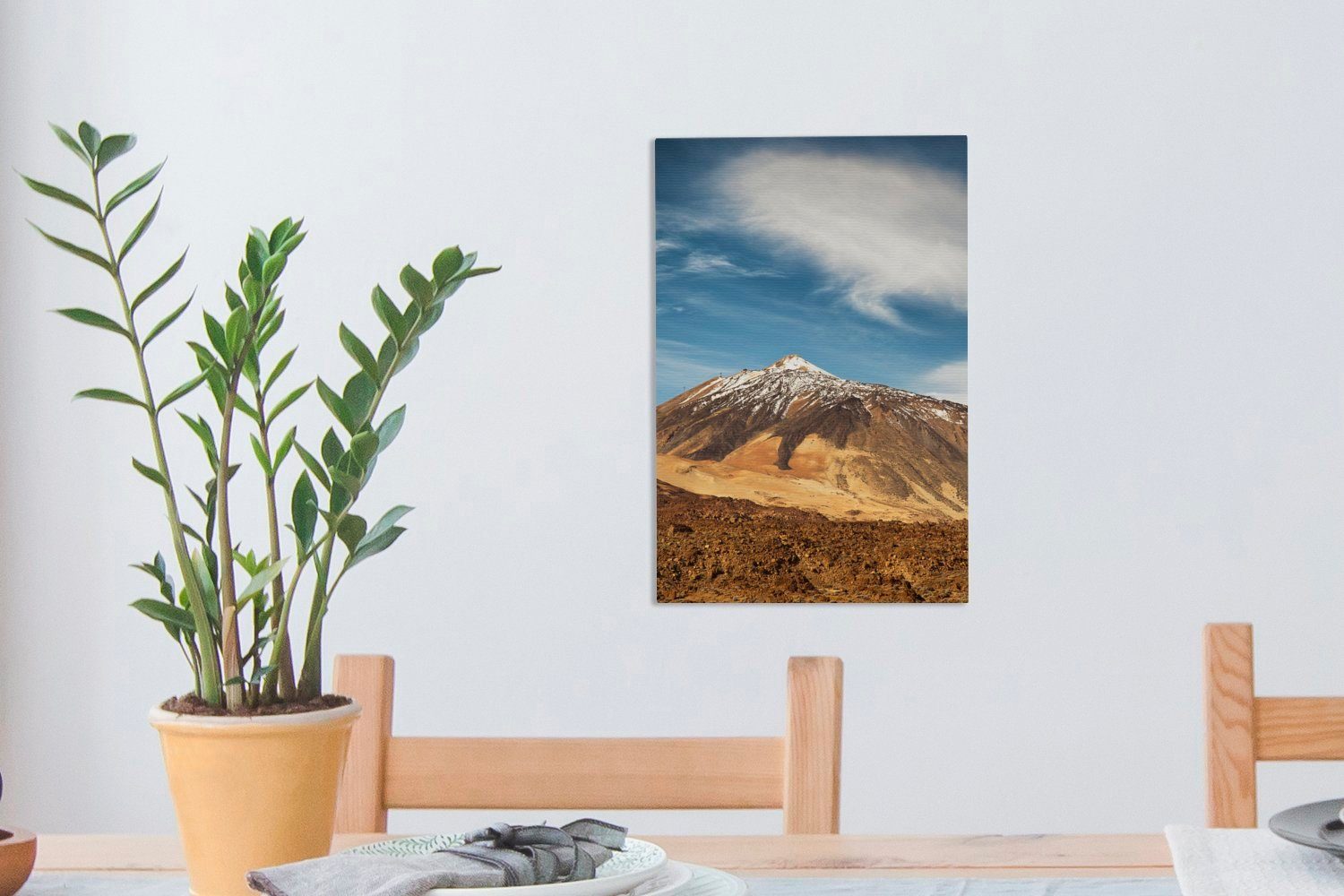 OneMillionCanvasses® Leinwandbild Der St), 20x30 (1 Teneriffa, Vulkan Zackenaufhänger, bespannt inkl. Teide-Nationalpark Gemälde, im Leinwandbild cm Teide von schneebedeckte fertig