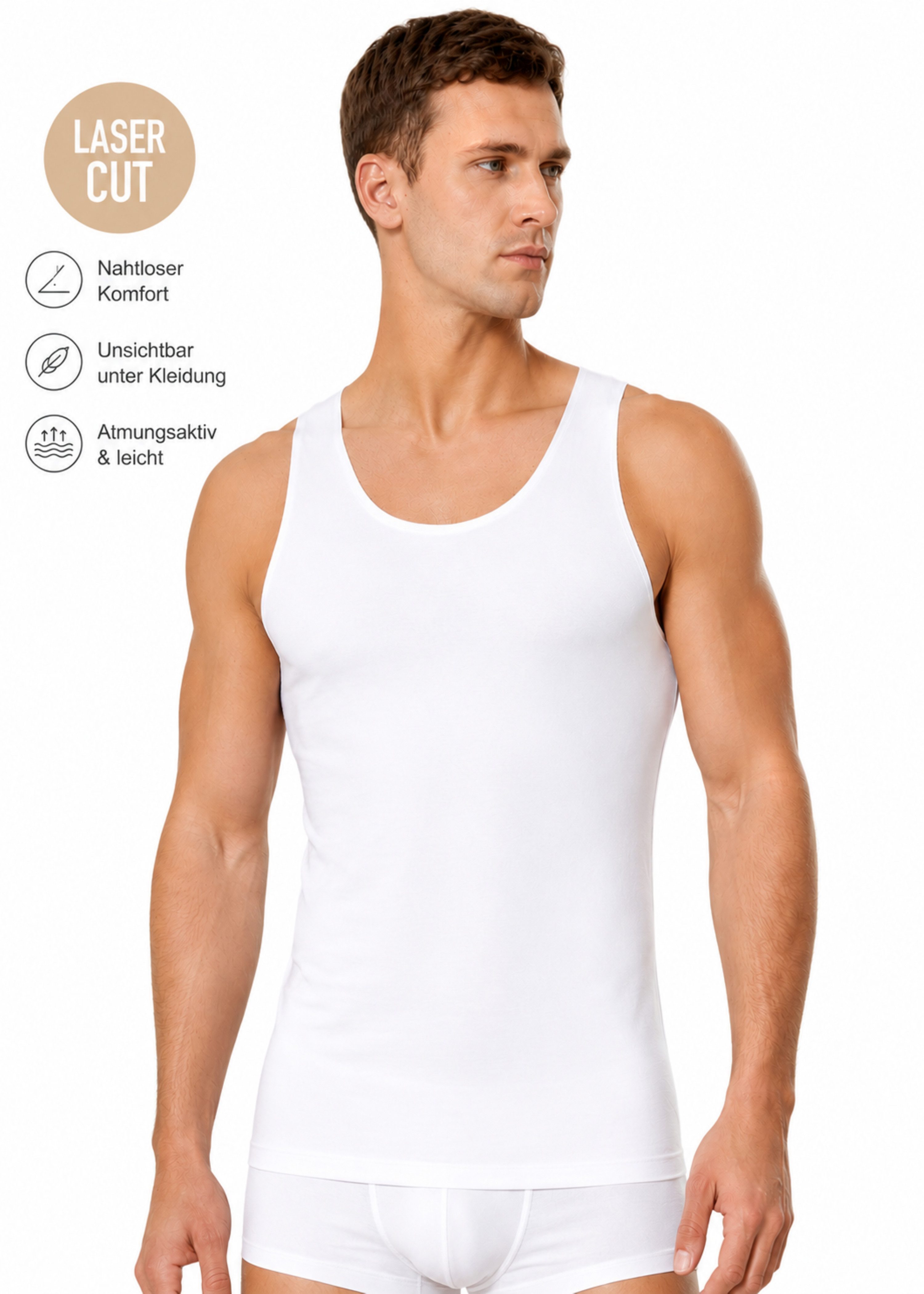 DDOnlineShop Unterhemd Herren Unsichtbar – Lasercut & Nahtlos, Clean Cut,Premium Qualität (Set, 2-St., 2er-Pack) A1014