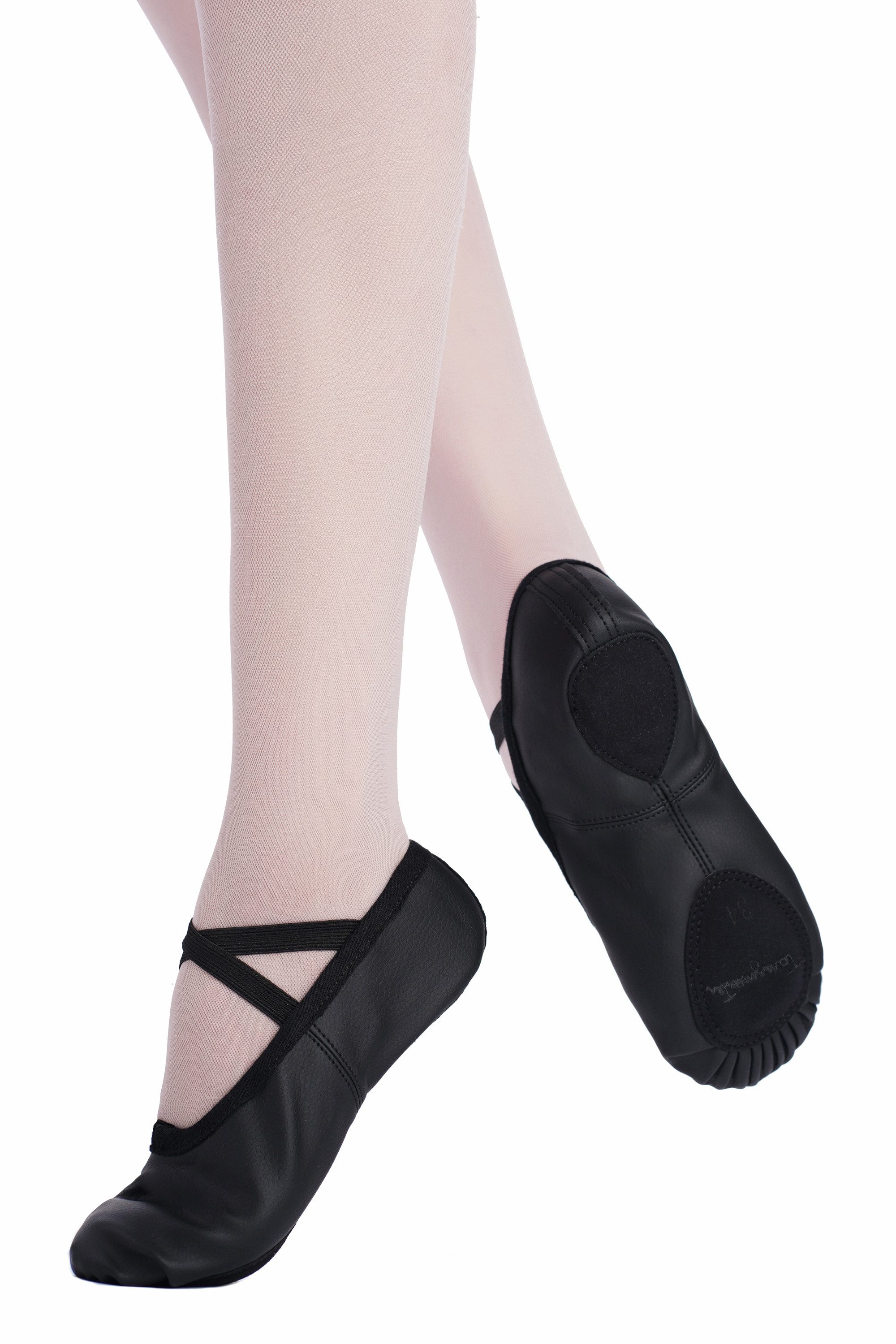 tanzmuster Ballettschuhe Quinn vegan aus PU-Leder Tanzschuh Ballettschläppchen mit geteilter Sohle für Kinder und Erwachsene