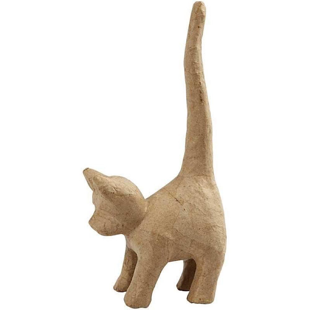 Creotime Dekofigur Figur - Pappmaché Katze, H: 28 cm, L: 12 cm, 1 Stc
