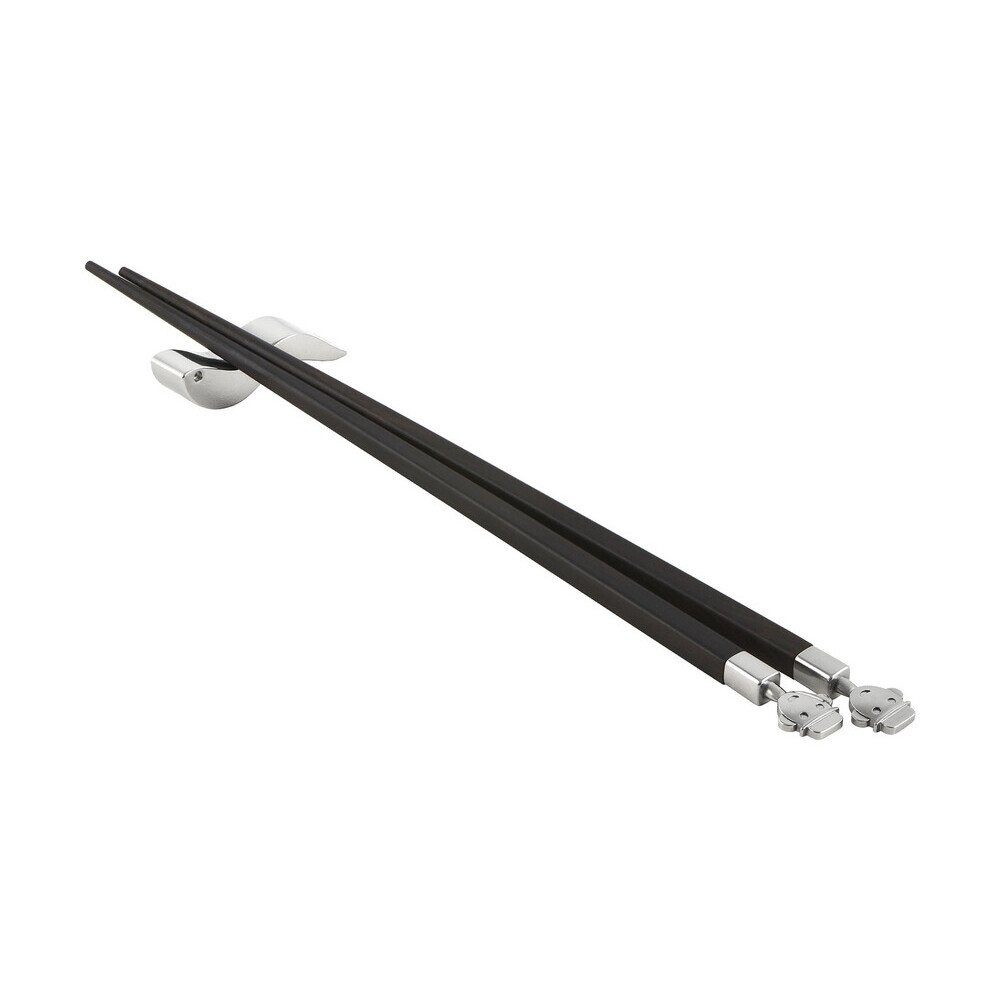 Alessi Essstäbchen Essstäbchen Alessandro Stick 3-tlg. Ebenholz, Essstäbchen Alessandro Stick, 3-tlg., 24,00cm, Stahl, natur