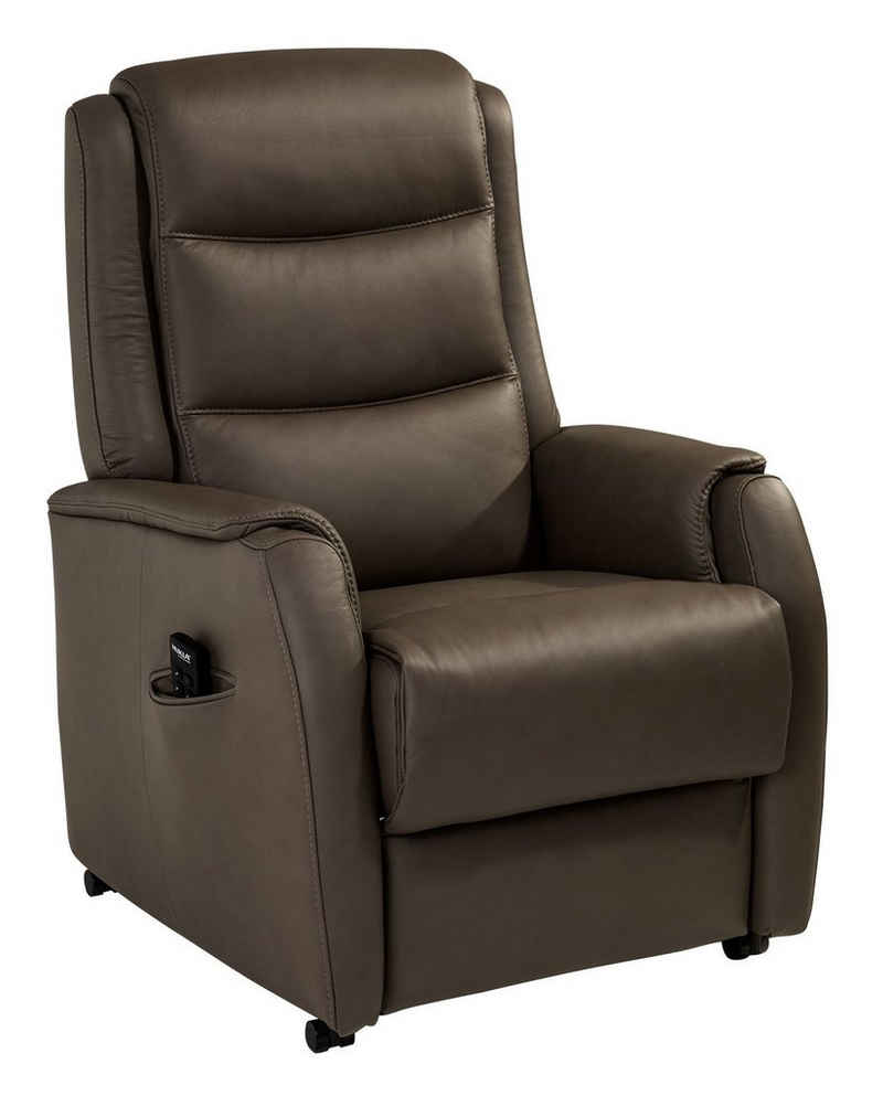 Hukla TV-Sessel Кресла DORSTEN, Braun, Leder, 2-motorig, mit Aufstehhilfe und Relaxfunktion, Elektrisch verstellbar