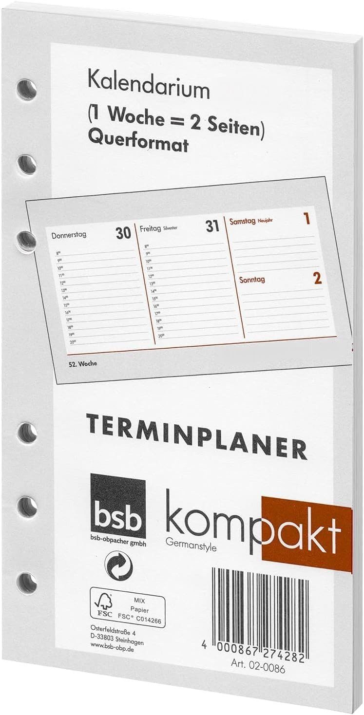 BSB Terminkalender 2026 Ersatzkalendarium A6 quer 1W 2S