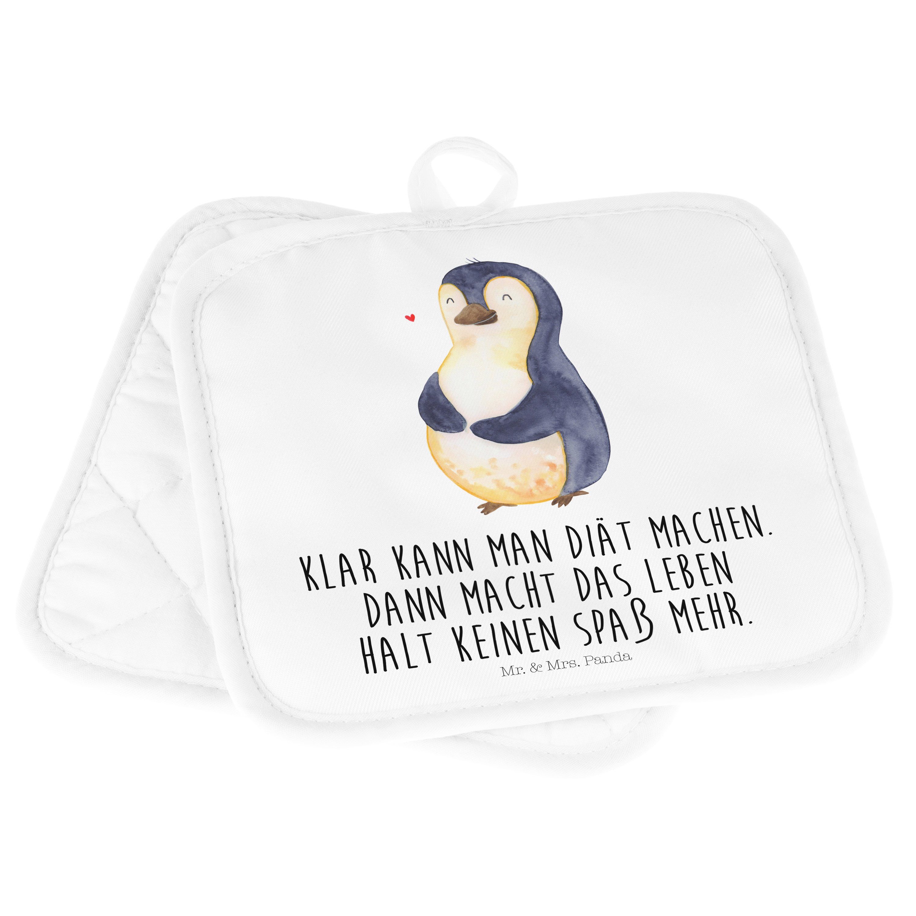 Geschenk, - Pinguin - Weiß Panda Diät foodbaby, Mrs. Mr. Topflappen & Ofenhandschuh, Selbstliebe, (1-tlg)
