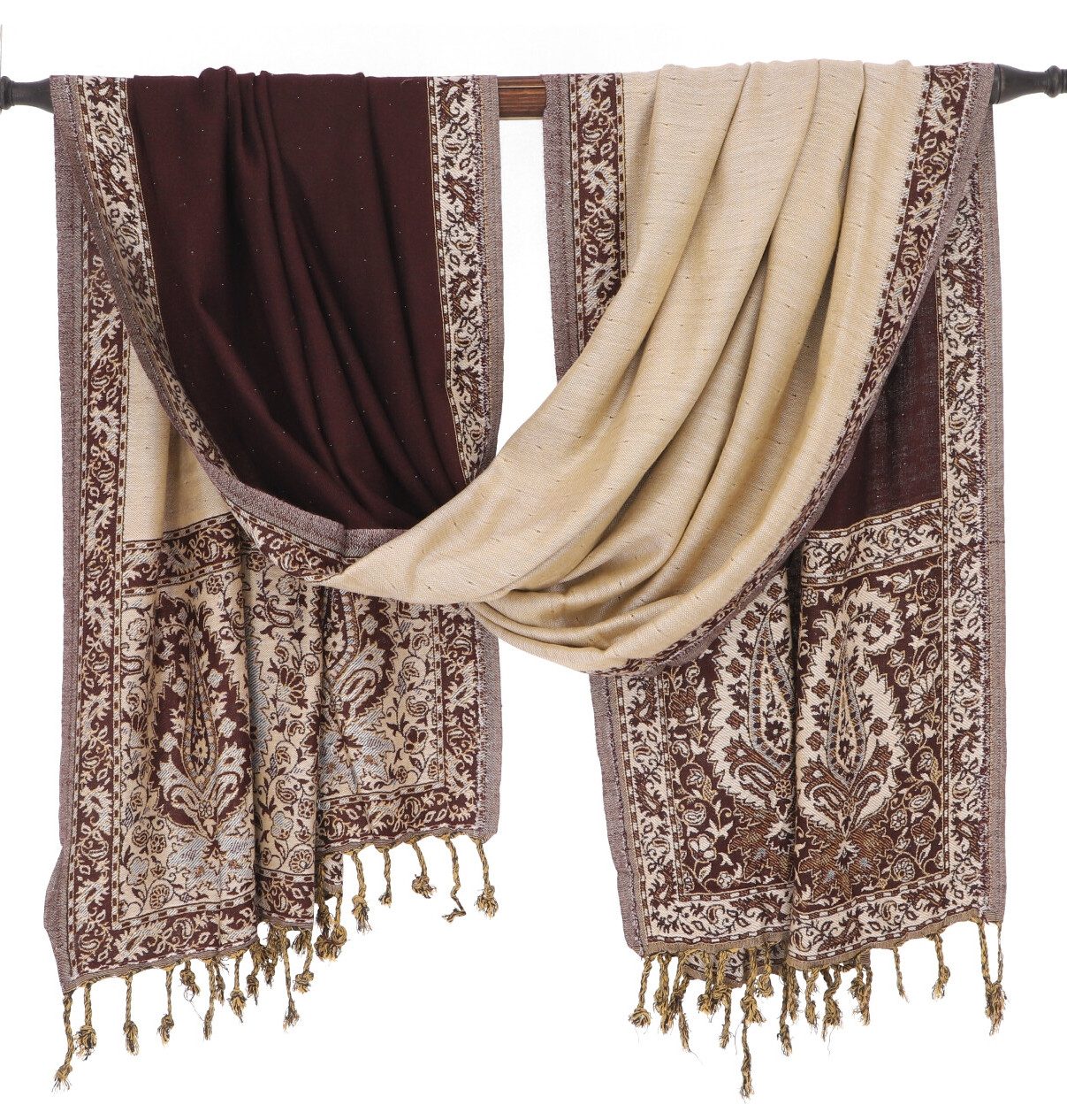 Guru-Shop Halstuch Viskose Schal Stola mit Paisley Muster - braun günstig online kaufen