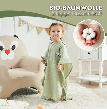 Alavya Home® Badeponcho Premium Unisex Bademantel Baby & Kinder I 3er SET, 60 x 60 Poncho, Baumwolle, Badehandtuch mit süße Kapuze mit Öhrchen