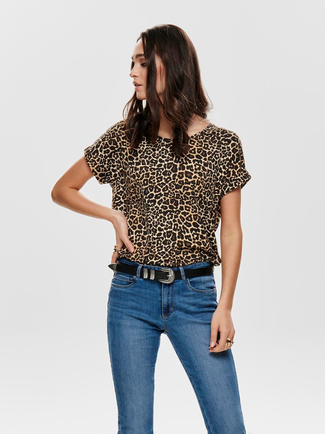 ONLY Kurzarmshirt ONLMOSTER – Shirt mit Animal-Print und lockerem Schnitt a günstig online kaufen