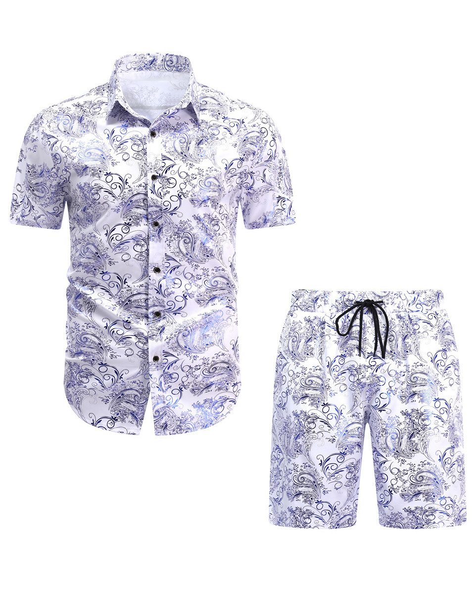 Allthemen Shirt & Shorts (2 tlg) Regular Fit Freizeitset mit hellen Mustern günstig online kaufen