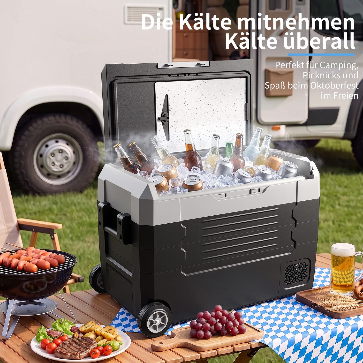 oyajia Kühlbox Kompressor mobiler Autokühlschrank, Kühltruhe mit APP-Steuerung, 45 l, -20°C - 20°C 12/24V DC & 100-240V AC für LKW, Boot, Camping – Bild 2 von 5