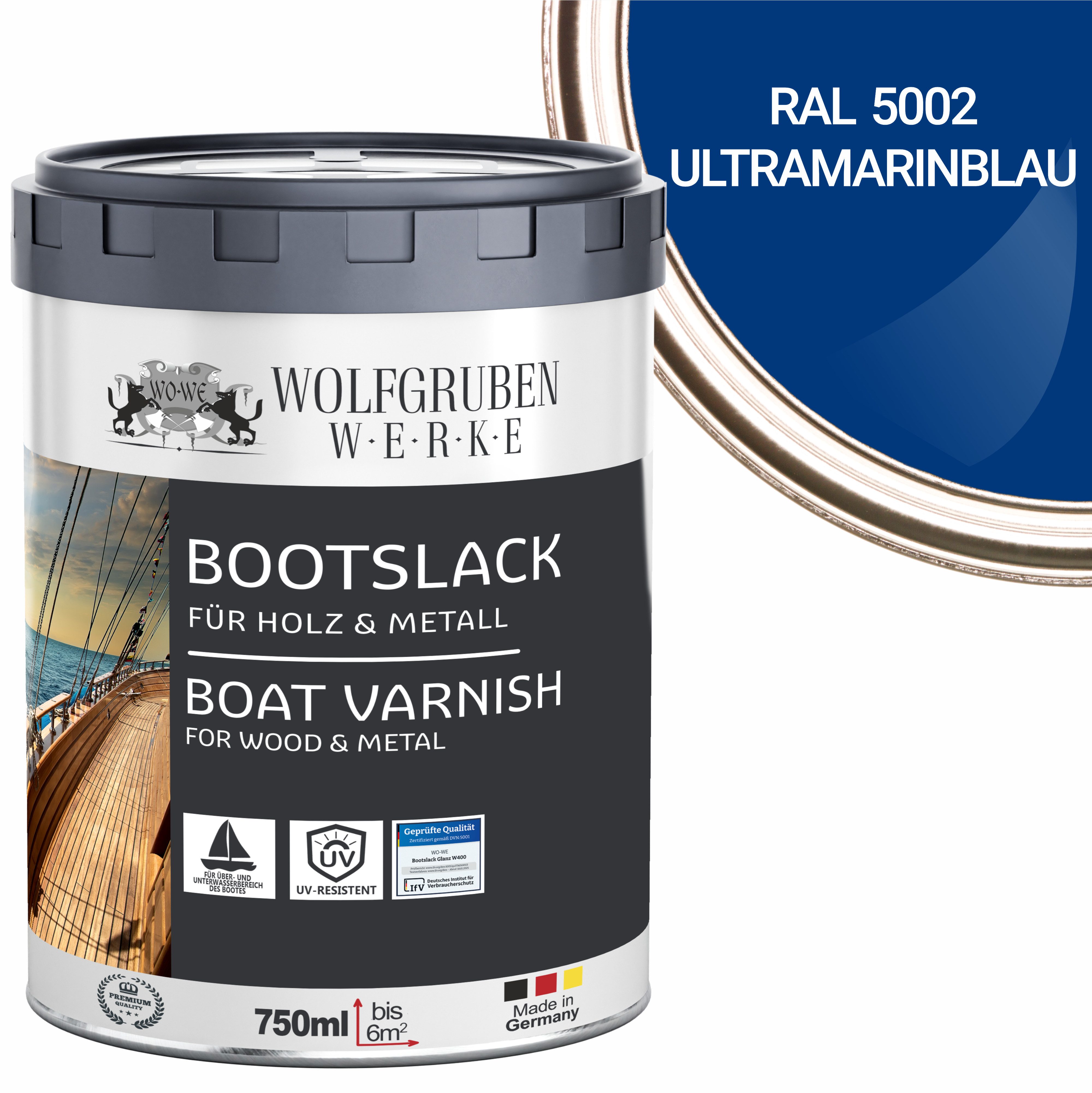 WO-WE Lack Bootslack Schiffslack Parkettlack Yachtlack W400, 0,75-5L, Seidenglänzend, Lösemittelbasis