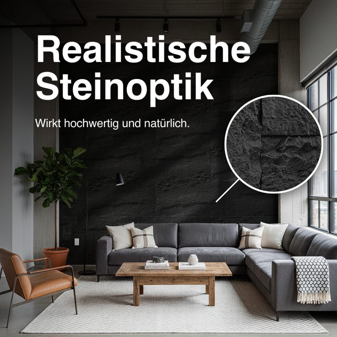 Hexim Wandpaneel, (Steinoptik Felsen Platten 1 Stück 120x60cm PU Wandverkleidung 0,73 m² 3D Paneele Bruchstein Stone Dekor Wandpaneele Wanddeko Steinplatte Felswand Wohnzimmer Innenwand (A002-15 Beige)