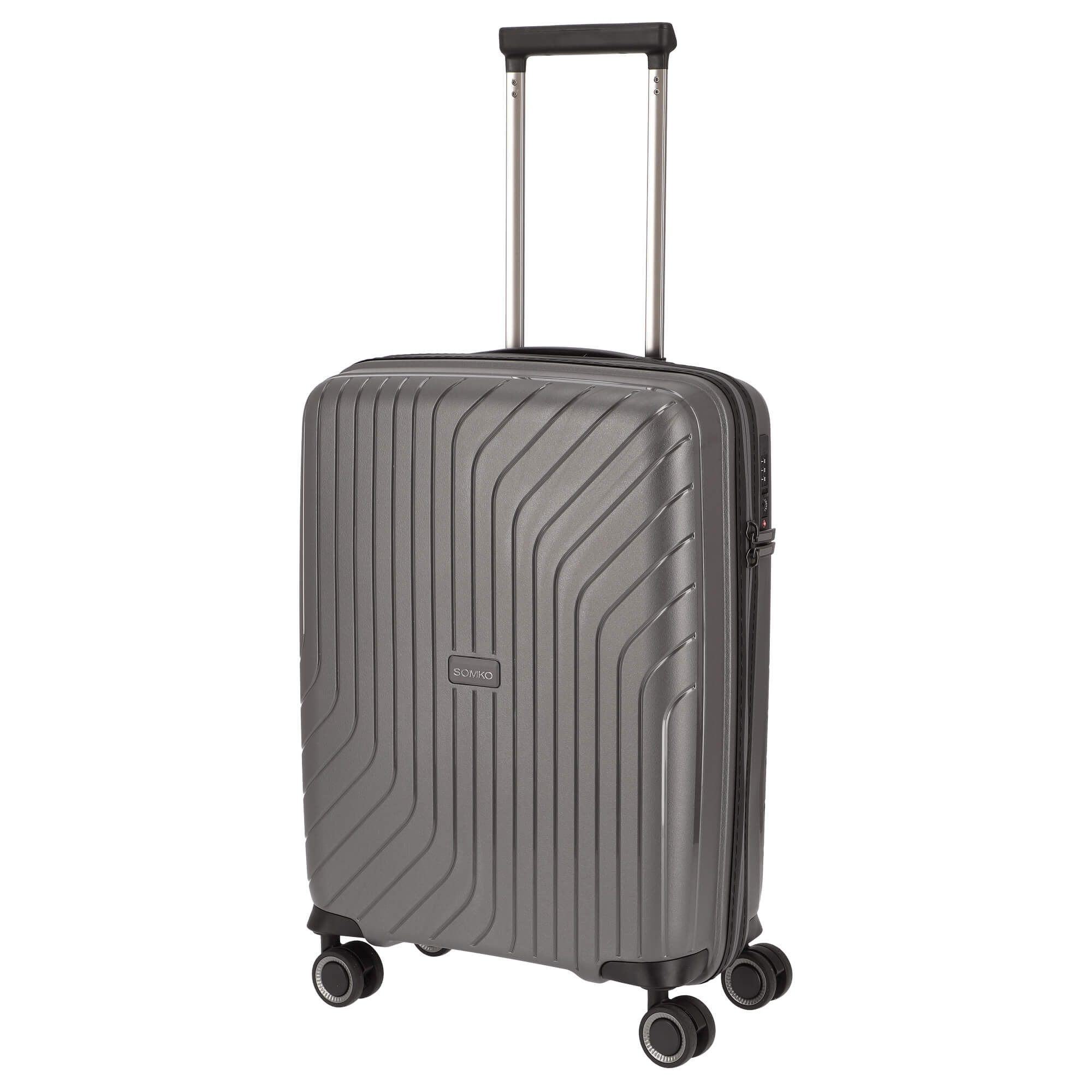 SOMKO Handgepäck-Trolley Wave - 4-Rollen Kabinentrolley S 55 cm (anthrazit), 4 Rollen
