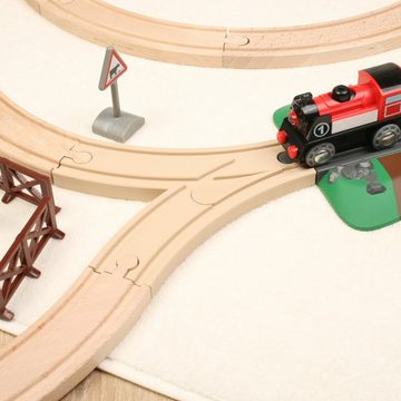 Kreative Feder Spielzeugeisenbahn-Schiene Verstellbare Weiche mit 2 Spuren - Erweiterung für Holz-Eisenbahnen, (1-tlg), aus Bio-Kunststoff; kompatibel mit Eichhorn, Brio, Haba, Thomas,...