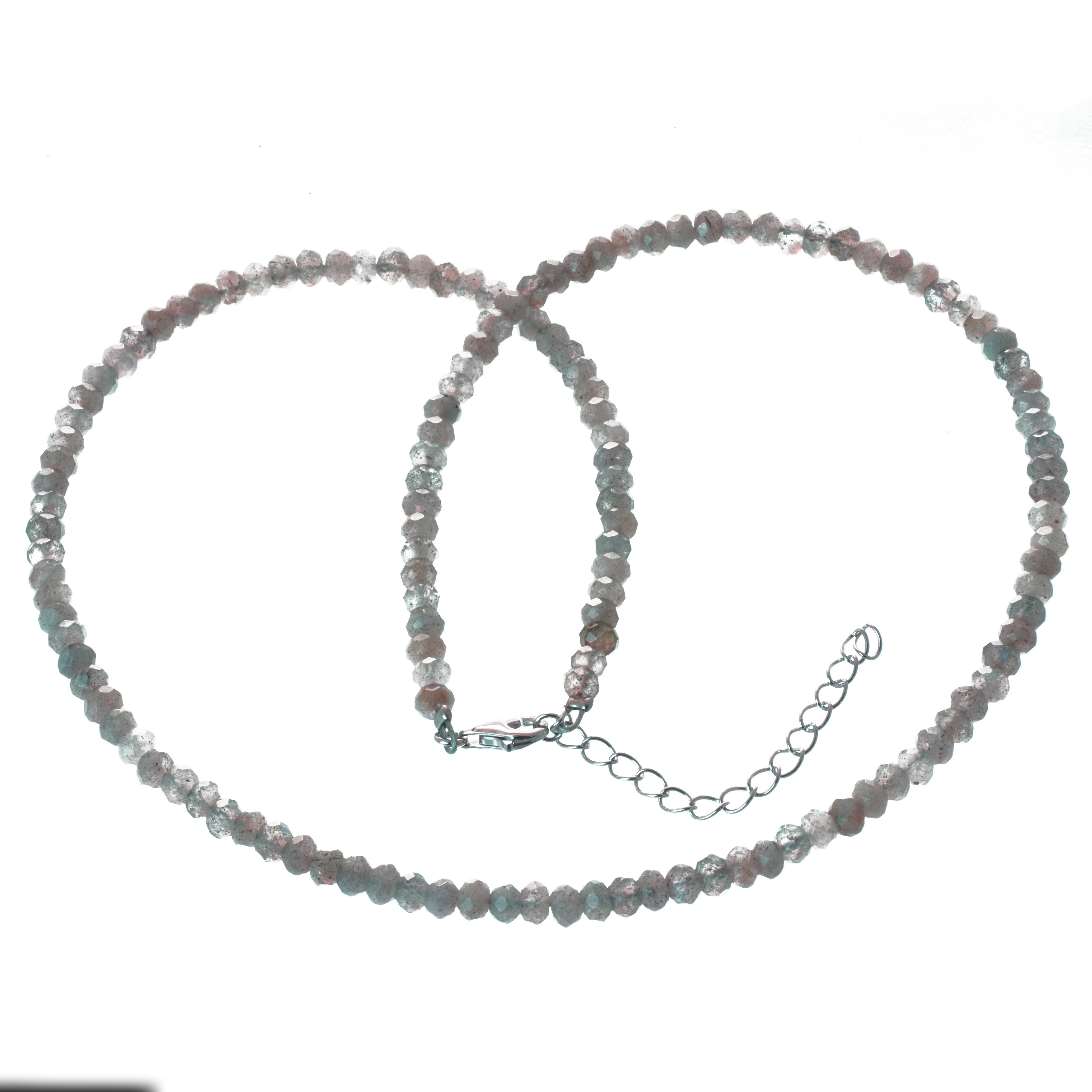 Bella Carina Perlenkette Kette mit Labradorit facettiert, Verschluss 925 Silber