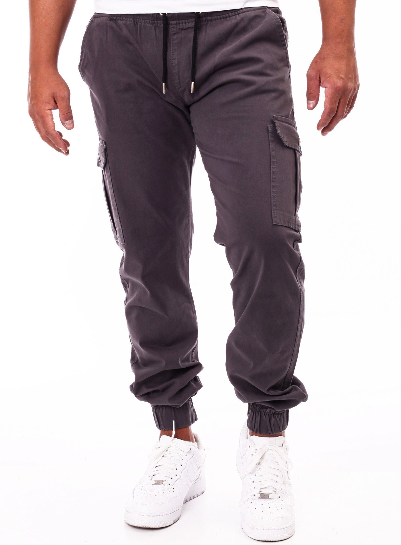 Reslad Cargohose Herren bequeme (1-tlg) mit Chinohose Cargo-Hose Reslad Seitentaschen Hose lange Chino Freizeithose Jogginghose Hose Herren Chino anthrazit