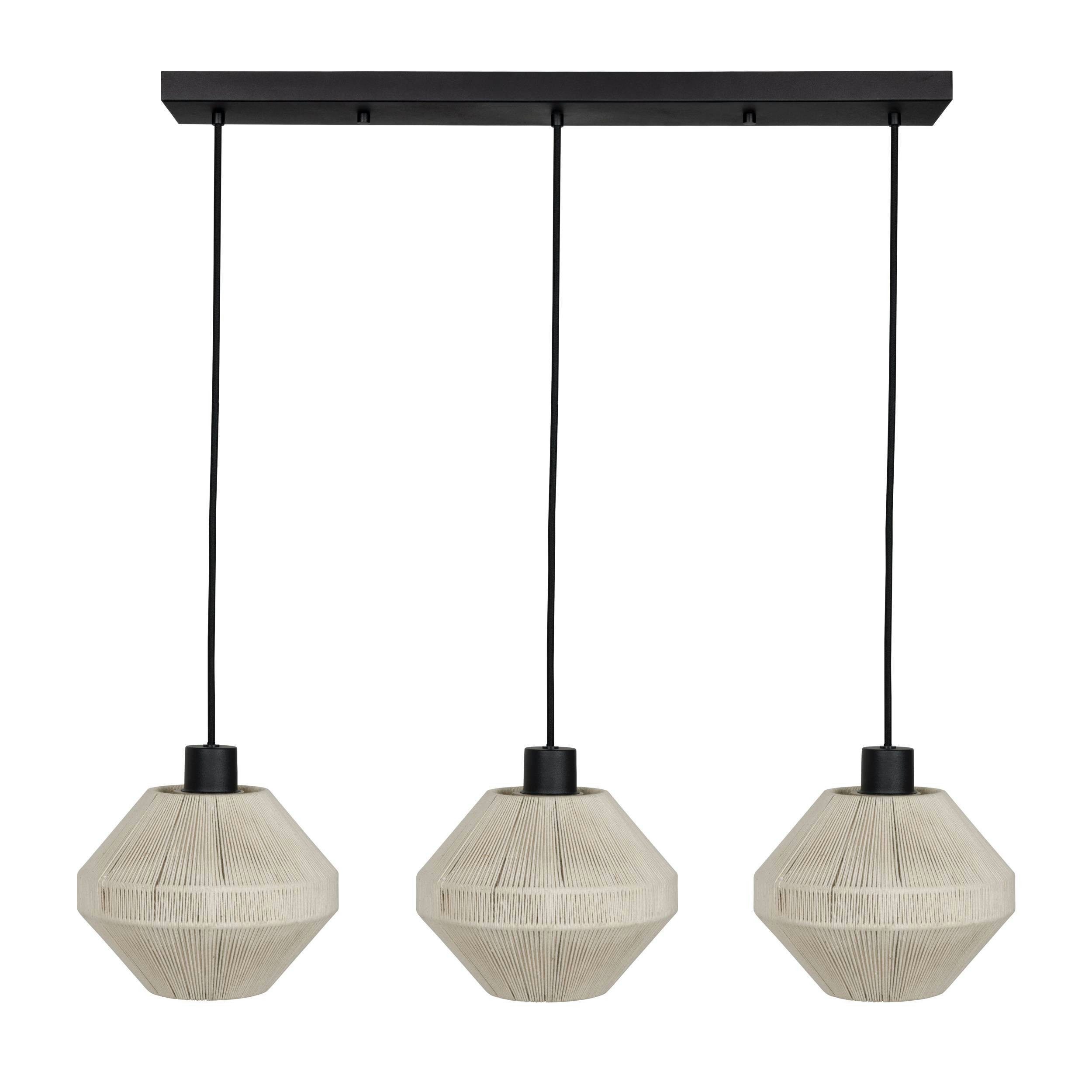 EGLO Hängeleuchte Midsumer Hängelampe, Esszimmerlampe japanisch, Metall und Textil, E27, ohne Leuchtmittel, Hängeleuchte - L92 x B22 x H110 cm - schwarz - 3X40W exkl.