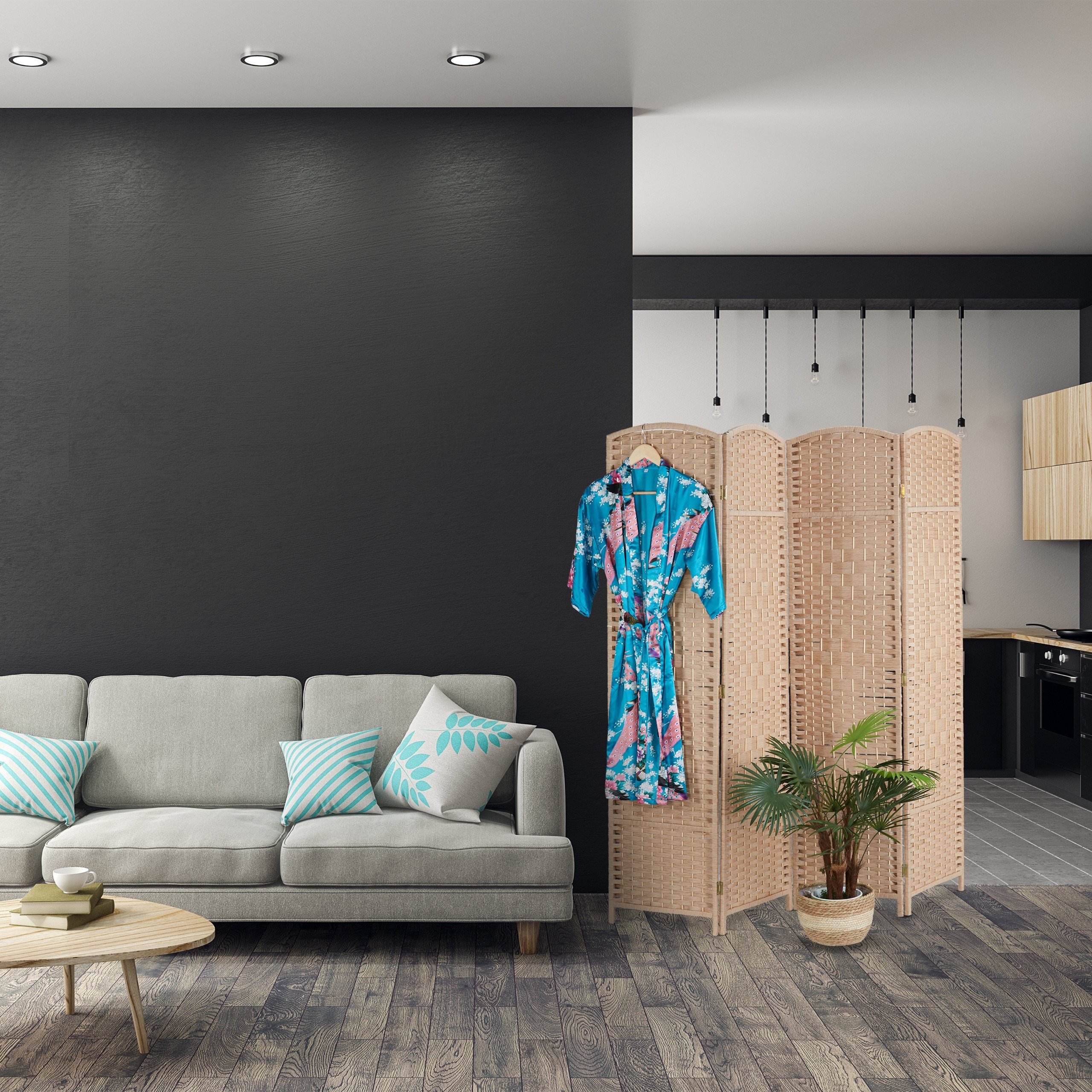 relaxdays Paravent 4 teilig im Naturto günstig online kaufen