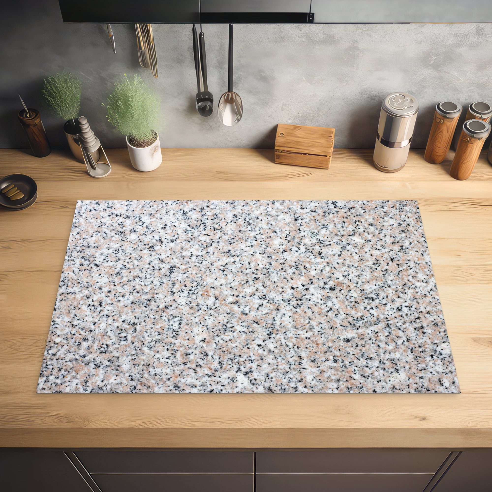 MuchoWow Herdblende-/Abdeckplatte Granit für - Ceranfeldabdeckung küche, - - 81x52 Design Induktionskochfeld (1 tlg), cm, die Schutz Strukturen Vinyl, Stein