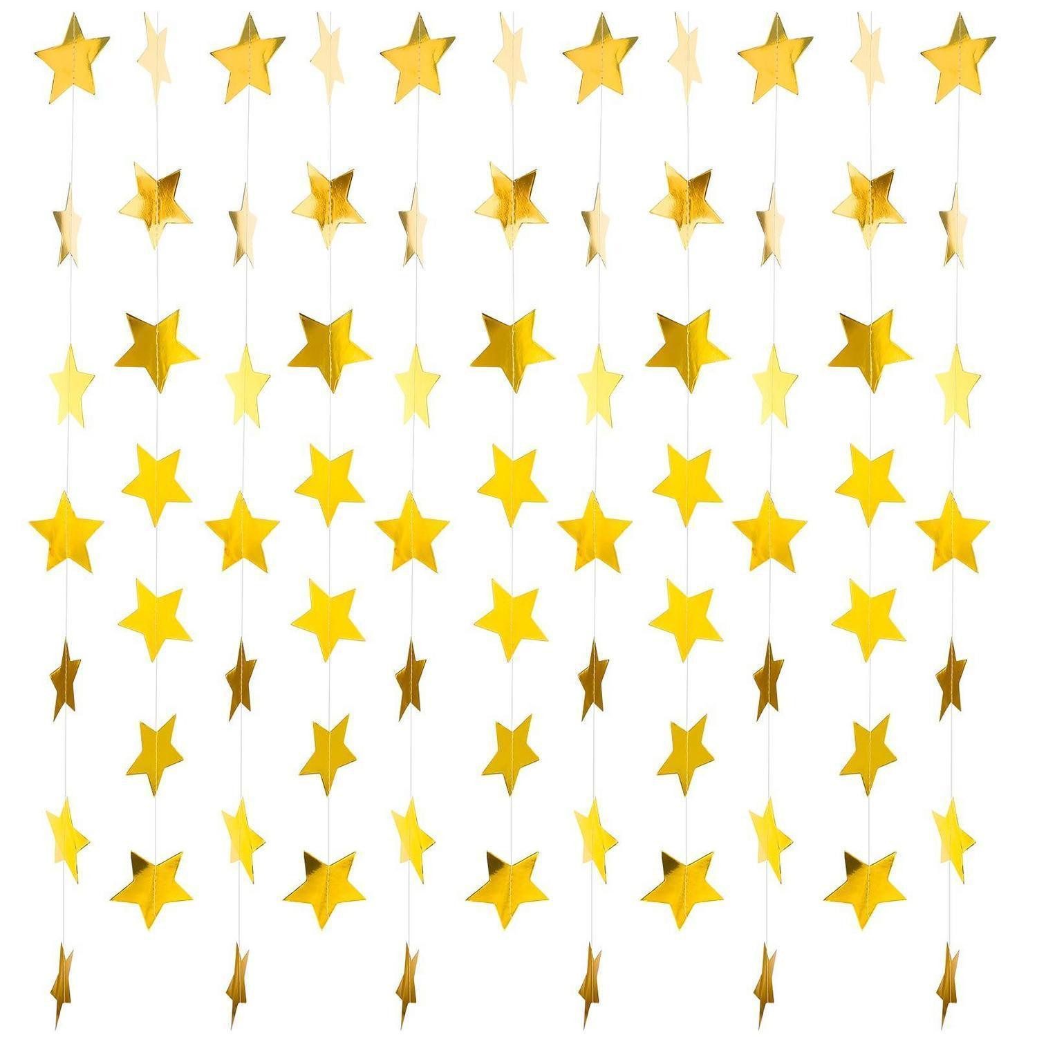LuxusKollektion Girlande Stern Girlande 5er Set 4m Glitzer Gold