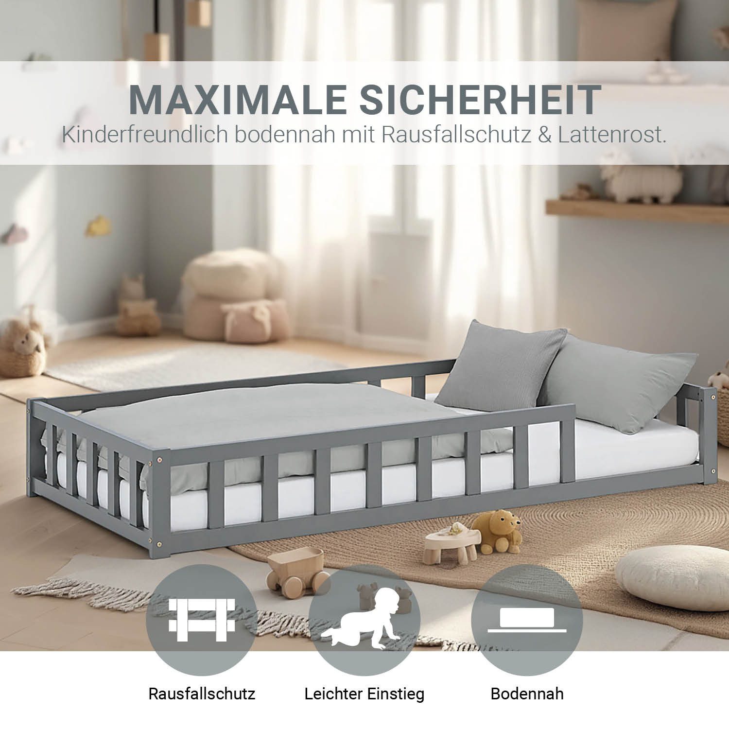 Homestyle4u Kinderbett 90x200 / 120x200 Weiß günstig online kaufen
